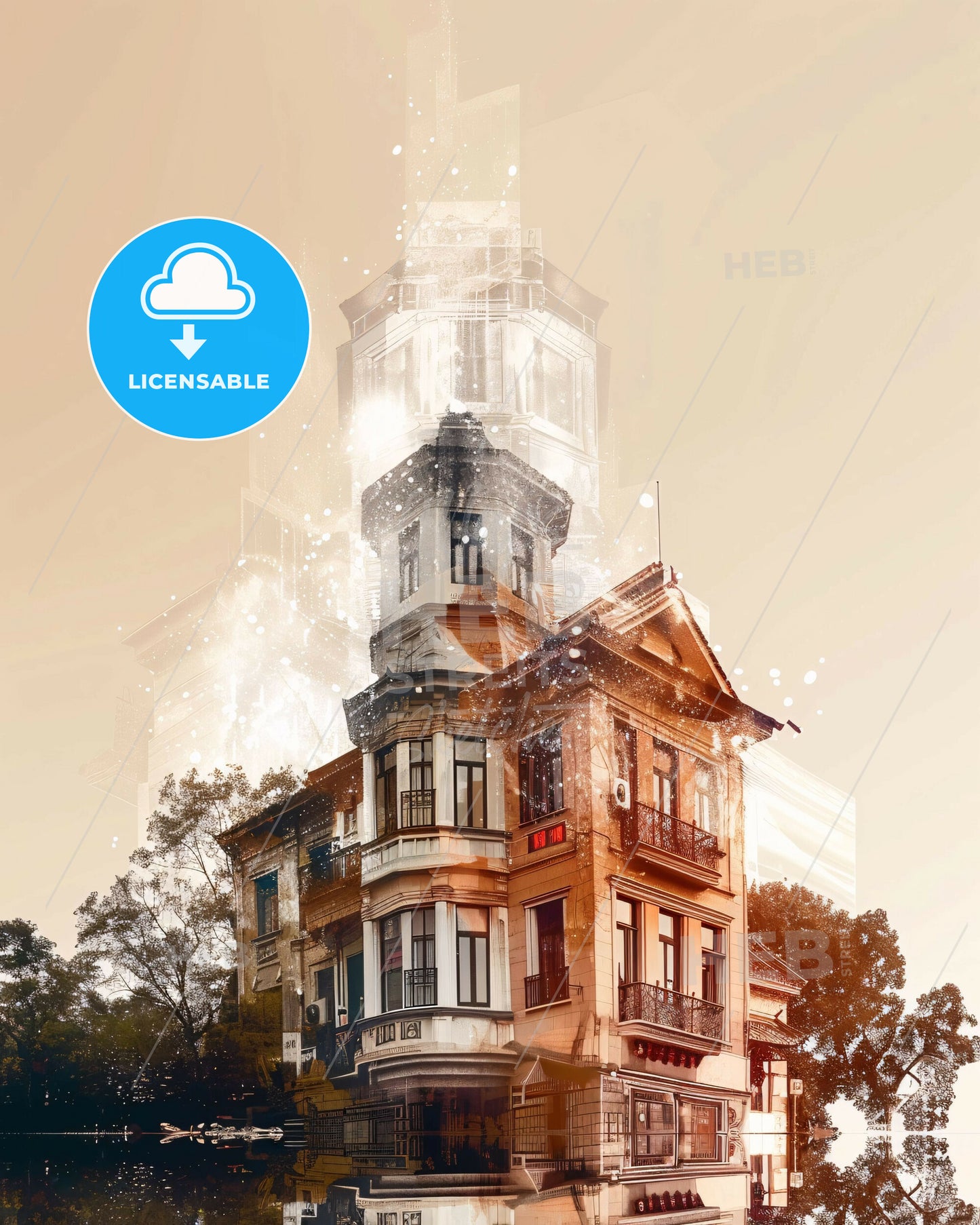 Nanchang Lightscape - Architectural Skyline - A building with trees and a tower