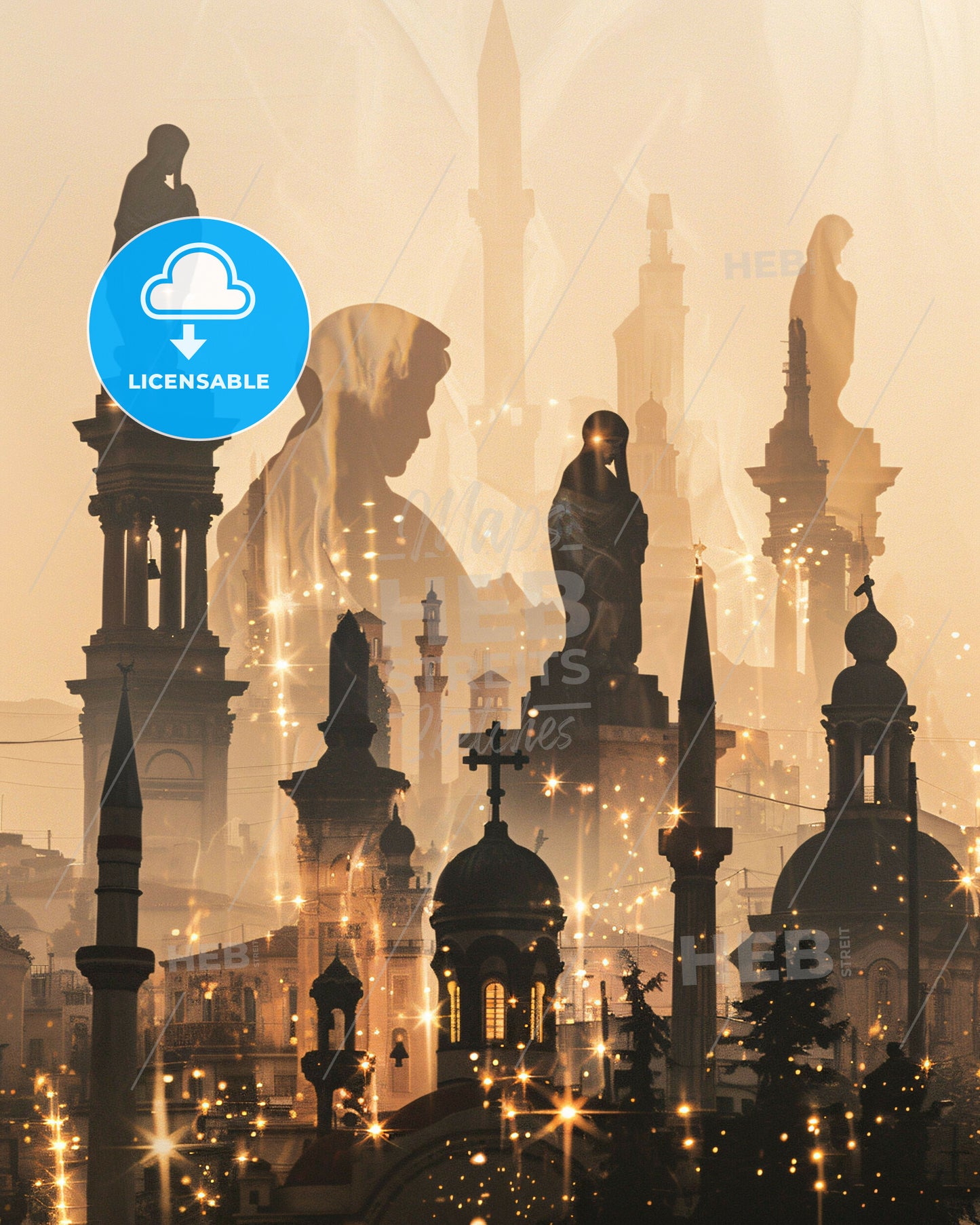 Nea Smyrni Greece Skyline Art Poster - A silhouette of a city with many statues