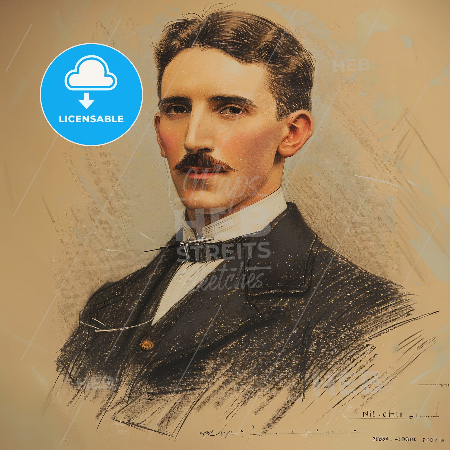 Nikola Tesla, 1856 - 1943, Serbian-American inventor - A Portrait Of A Man With A Mustache