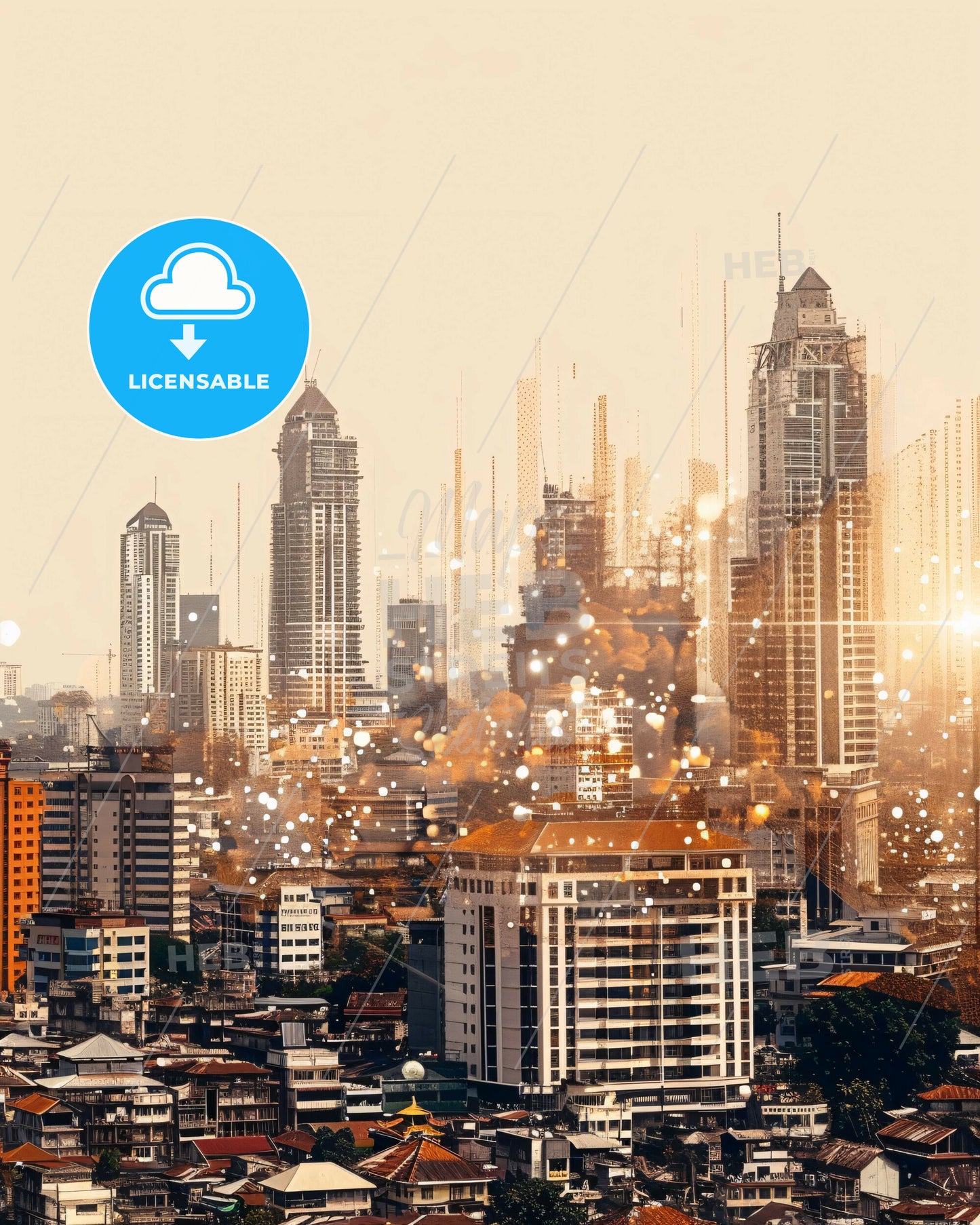 North Jakarta Skyline Art Poster - A city with many tall buildings