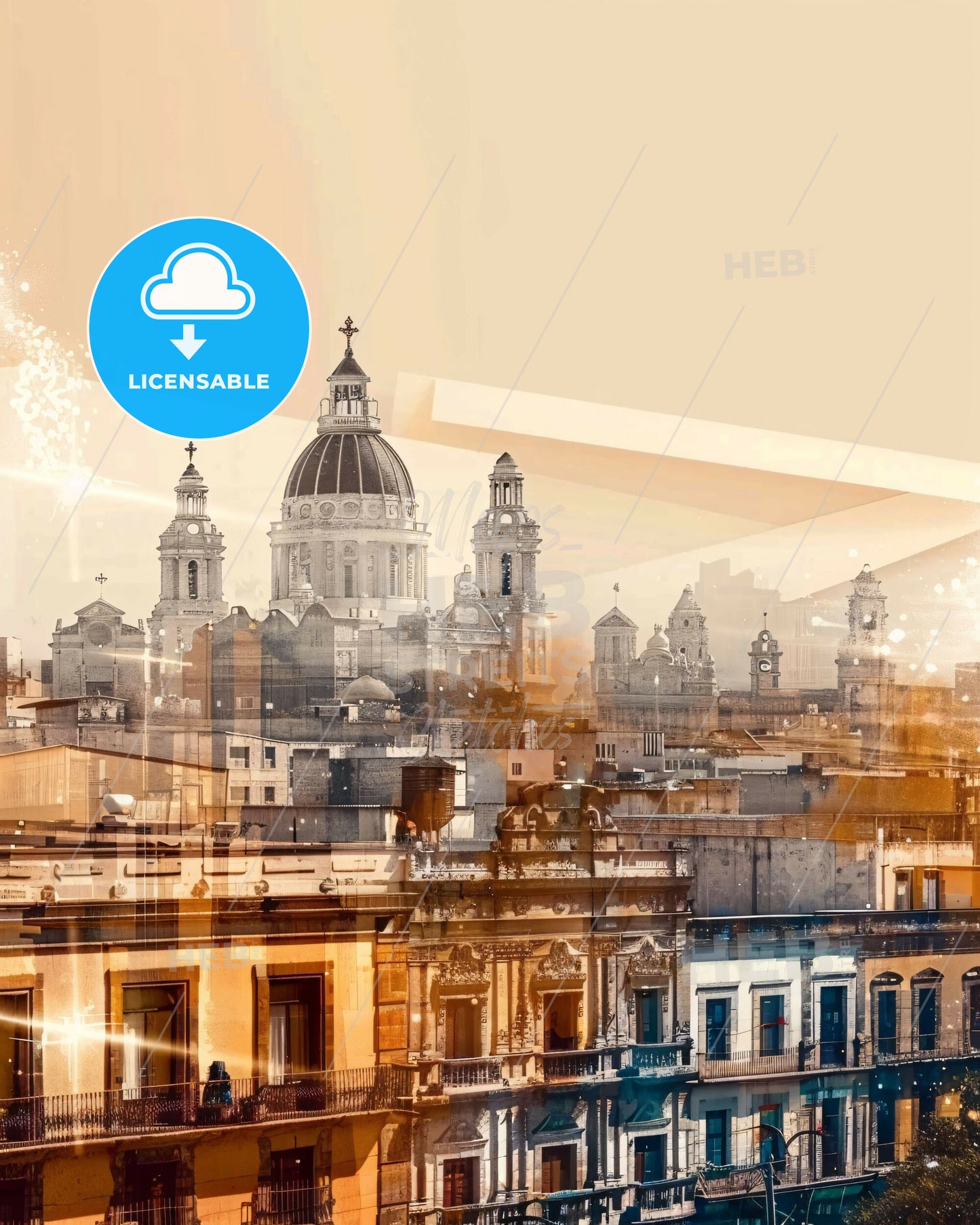 Nuevo Laredo City Skyline Architecture Poster - A city with a dome and a building