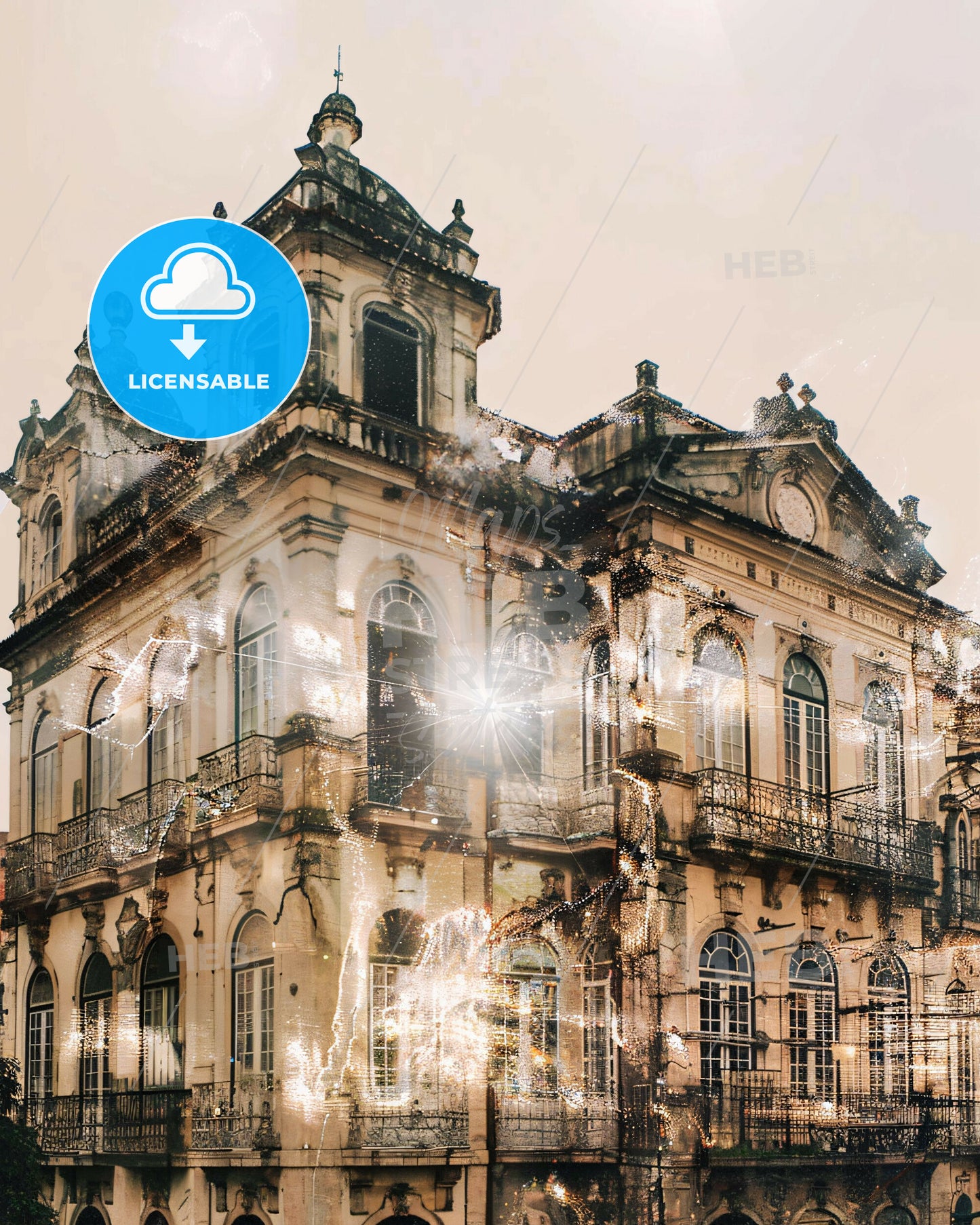 Olhao da Restauracao City Skyline Art Print Poster - A building with a clock tower