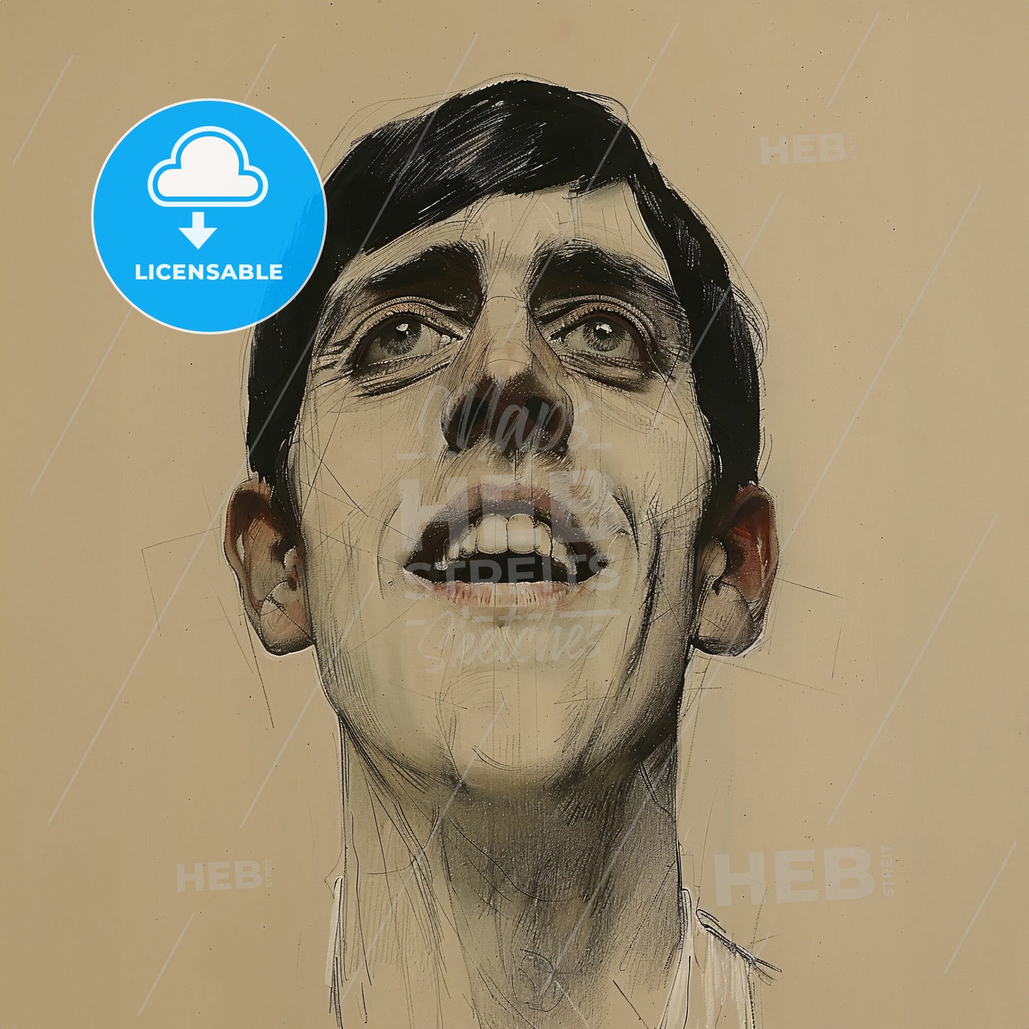 Oskar Kokoschka, 1886 - 1980, Austrian artist - A Drawing Of A Man Smiling