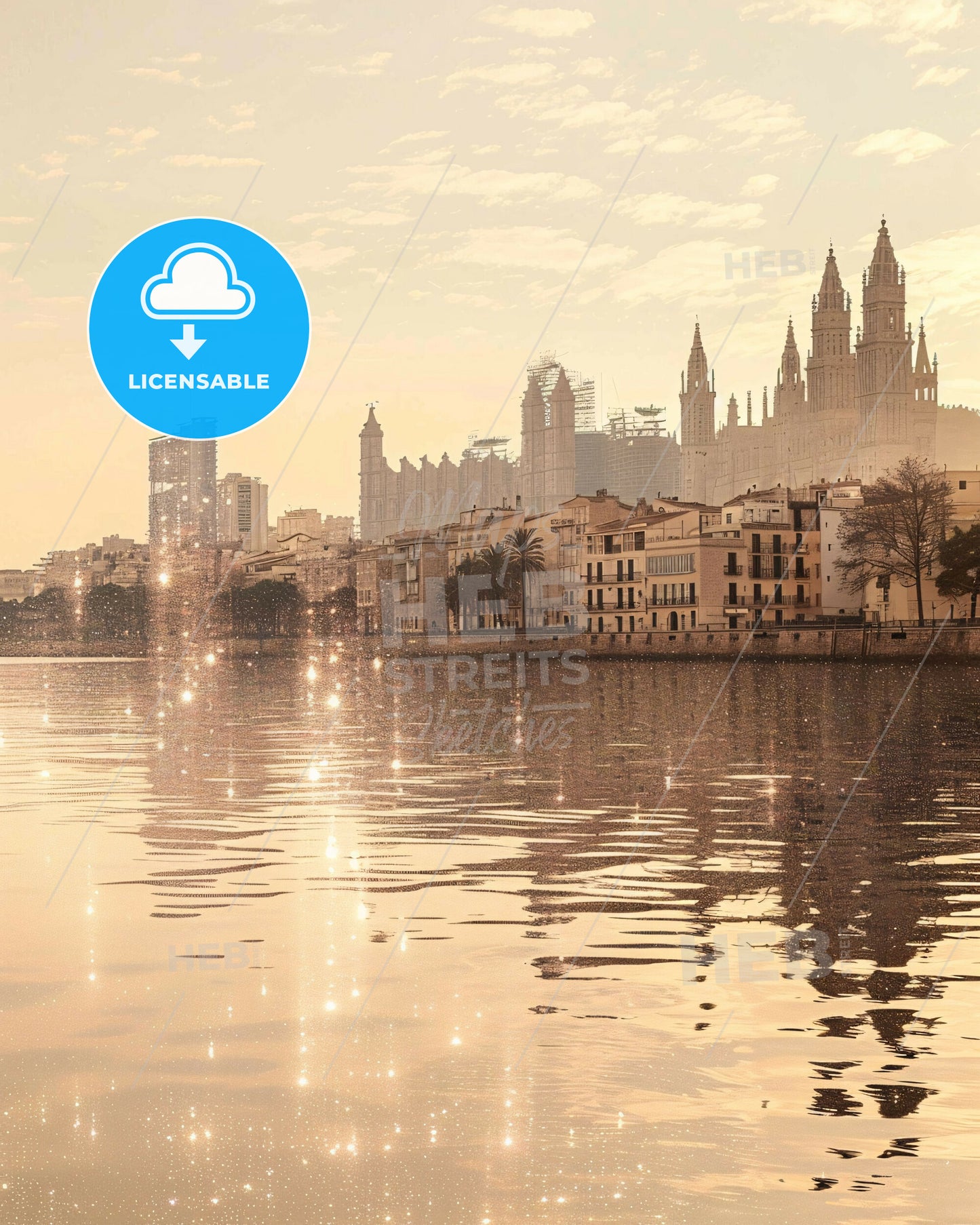 Palma Skyline Double Exposure Art Print - A city next to a body of water