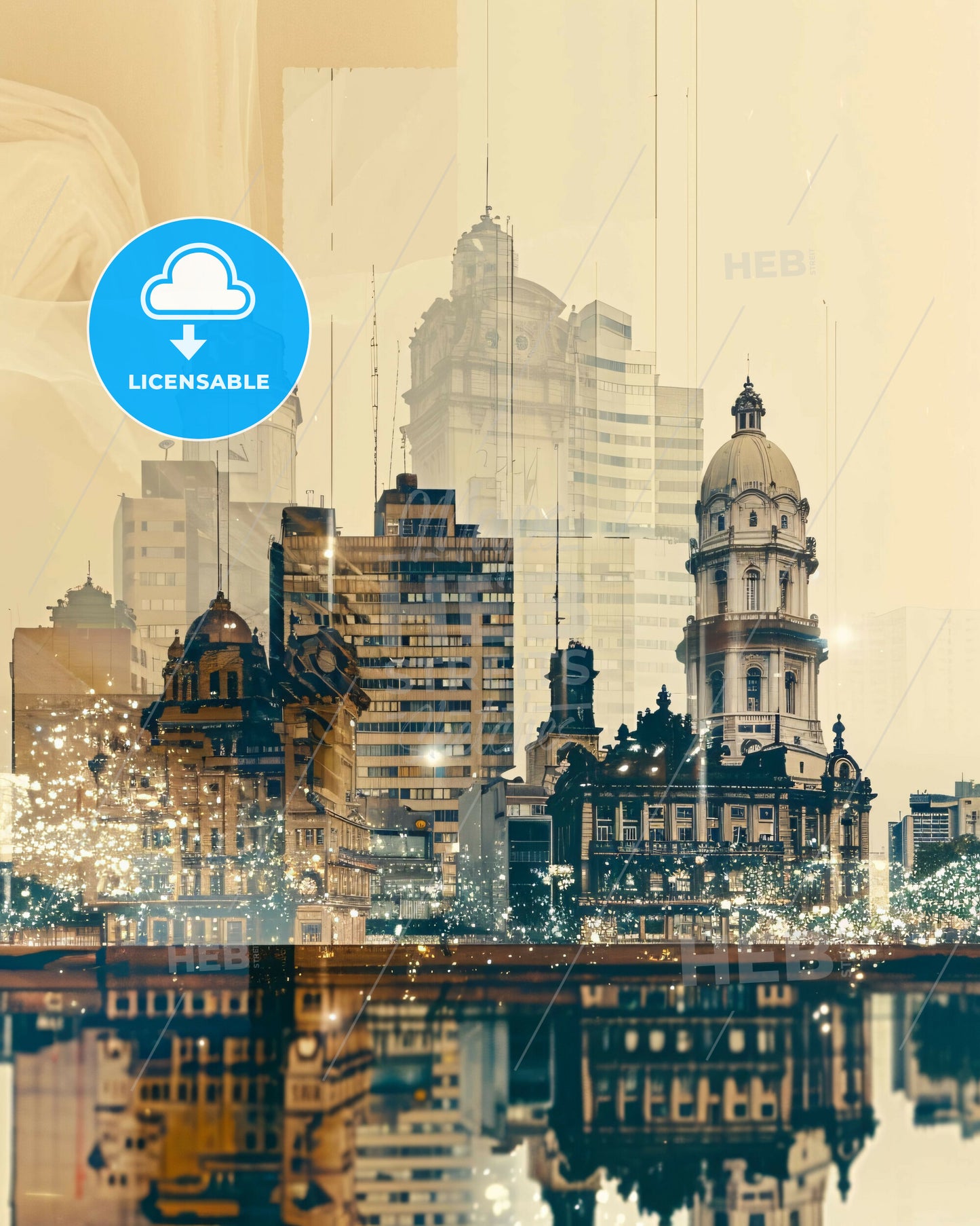 Parana Argentina City Skyline Poster Art - A city skyline with many tall buildings