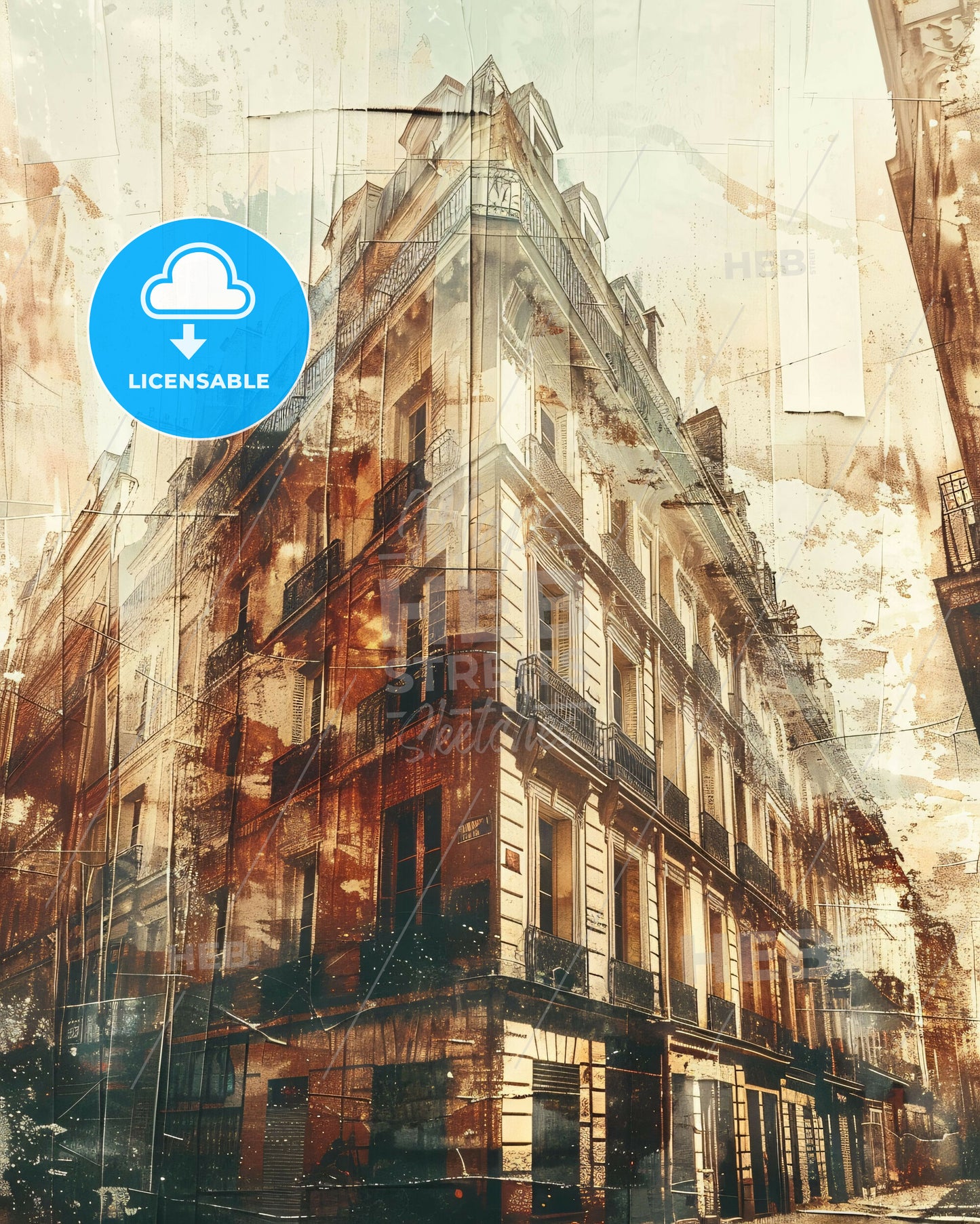 Paris City Skyline Composite Art Poster Design - A building with many windows