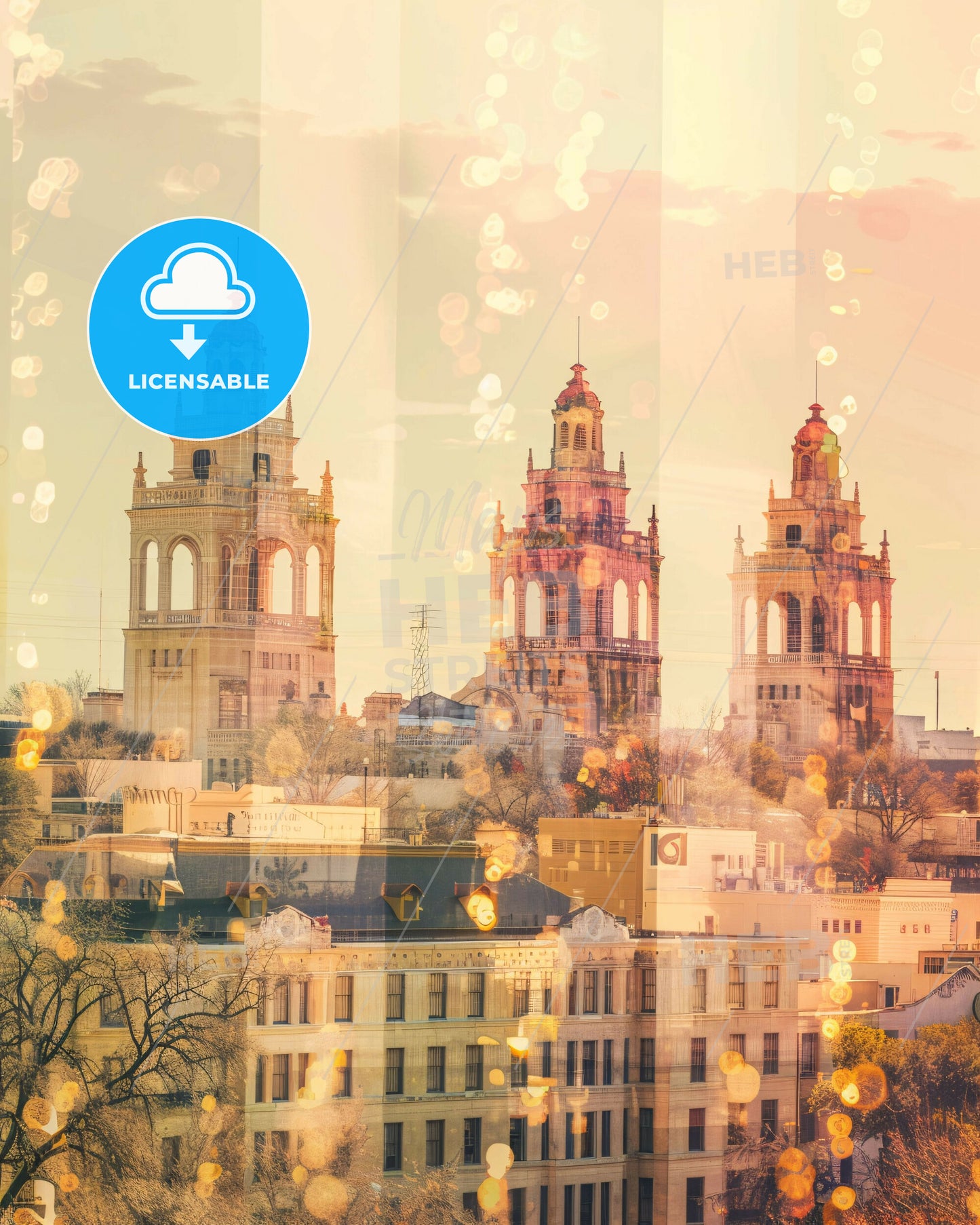 Pasadena Texas Cityscape Artwork Poster - A group of buildings with towers