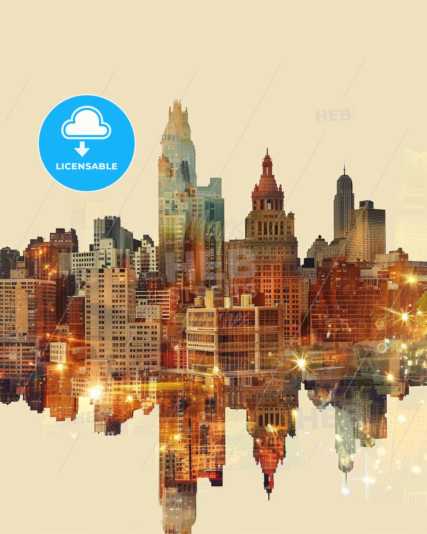 Paterson Skyline Composite Art with Sparkles - A city skyline with many buildings