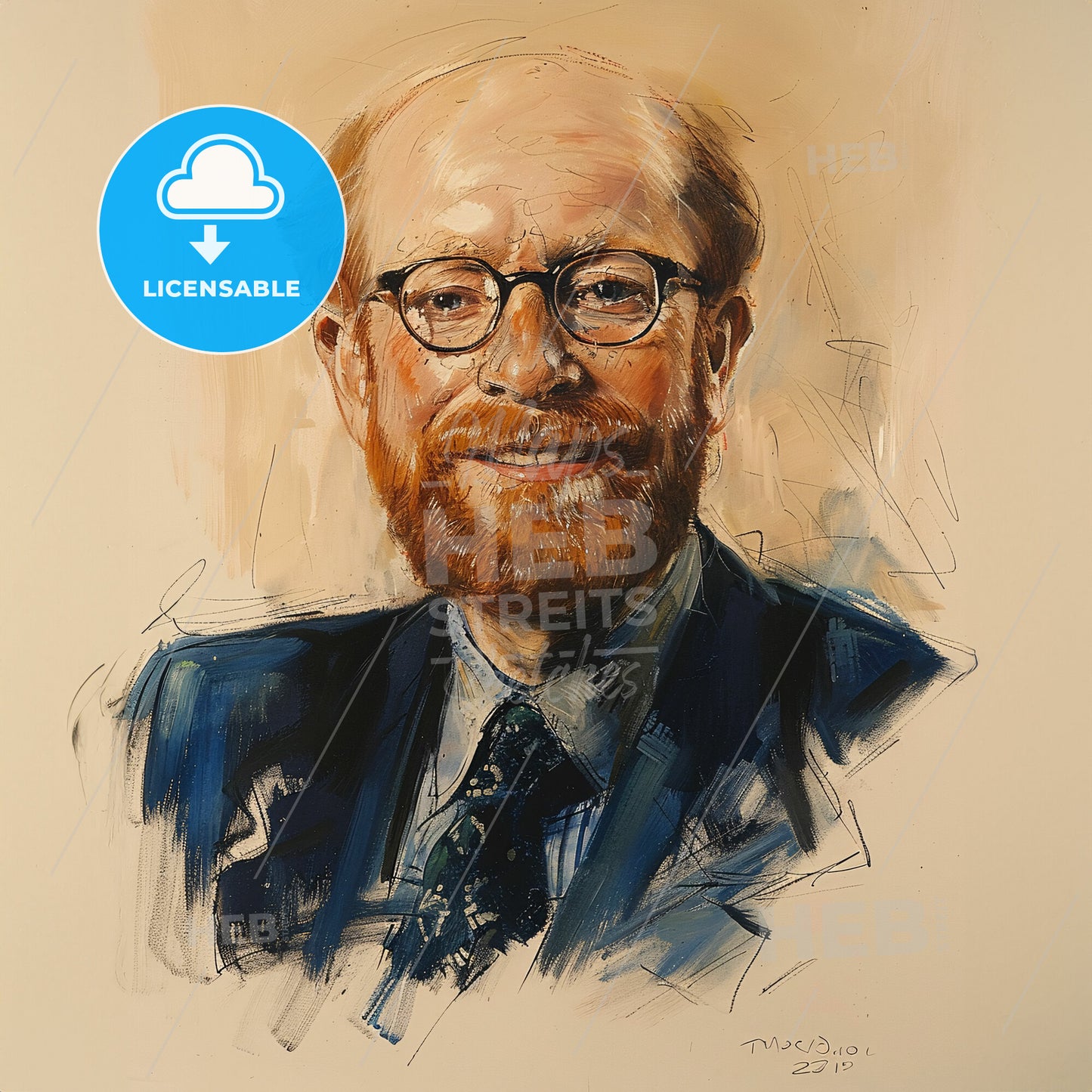 Patrick Wall, 1925 - 2001, British neuroscientist and anesthesiologist - A Painting Of A Man Wearing Glasses