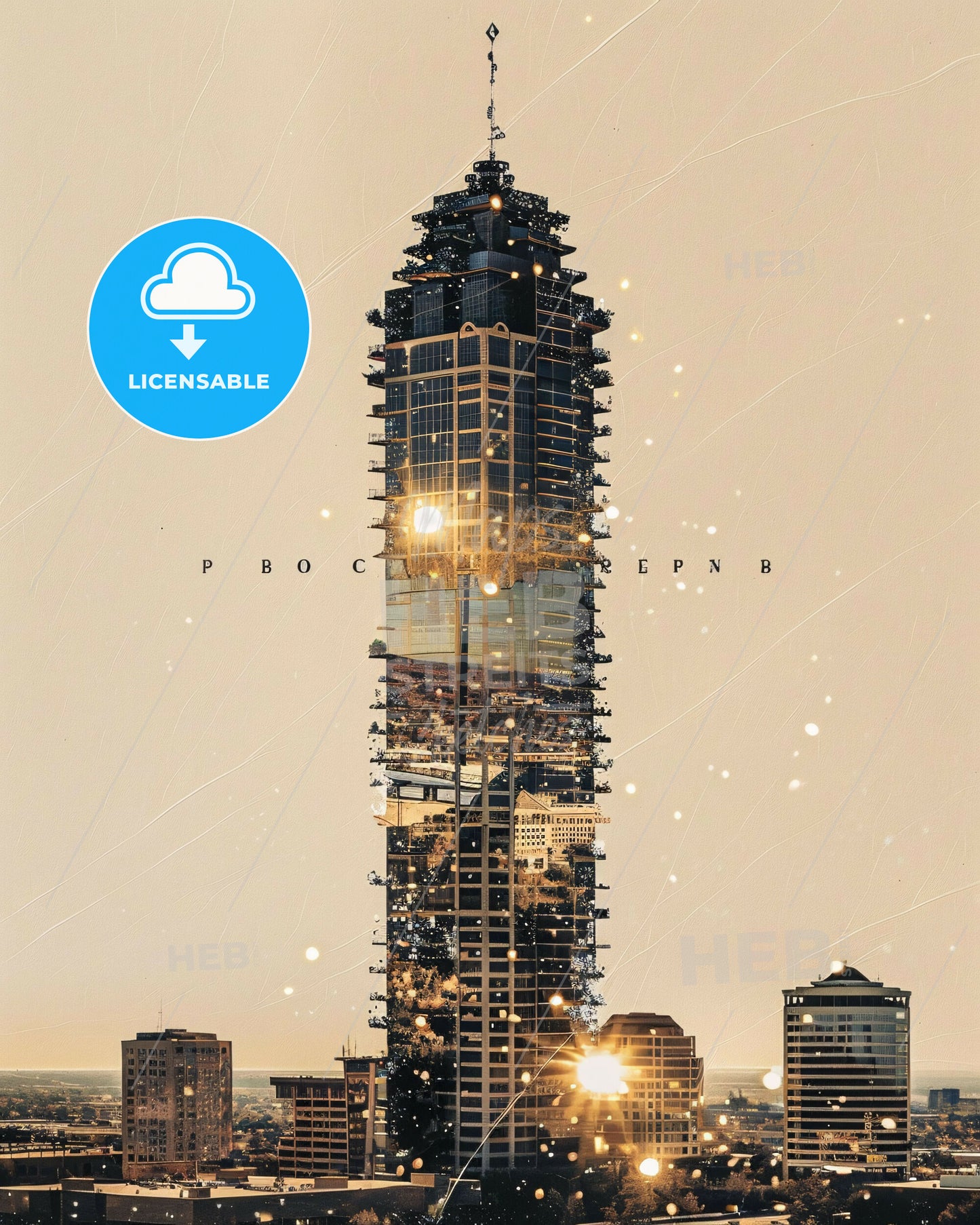 Peoria's Vibrant Skyline in a Modern Composite - A tall building under construction