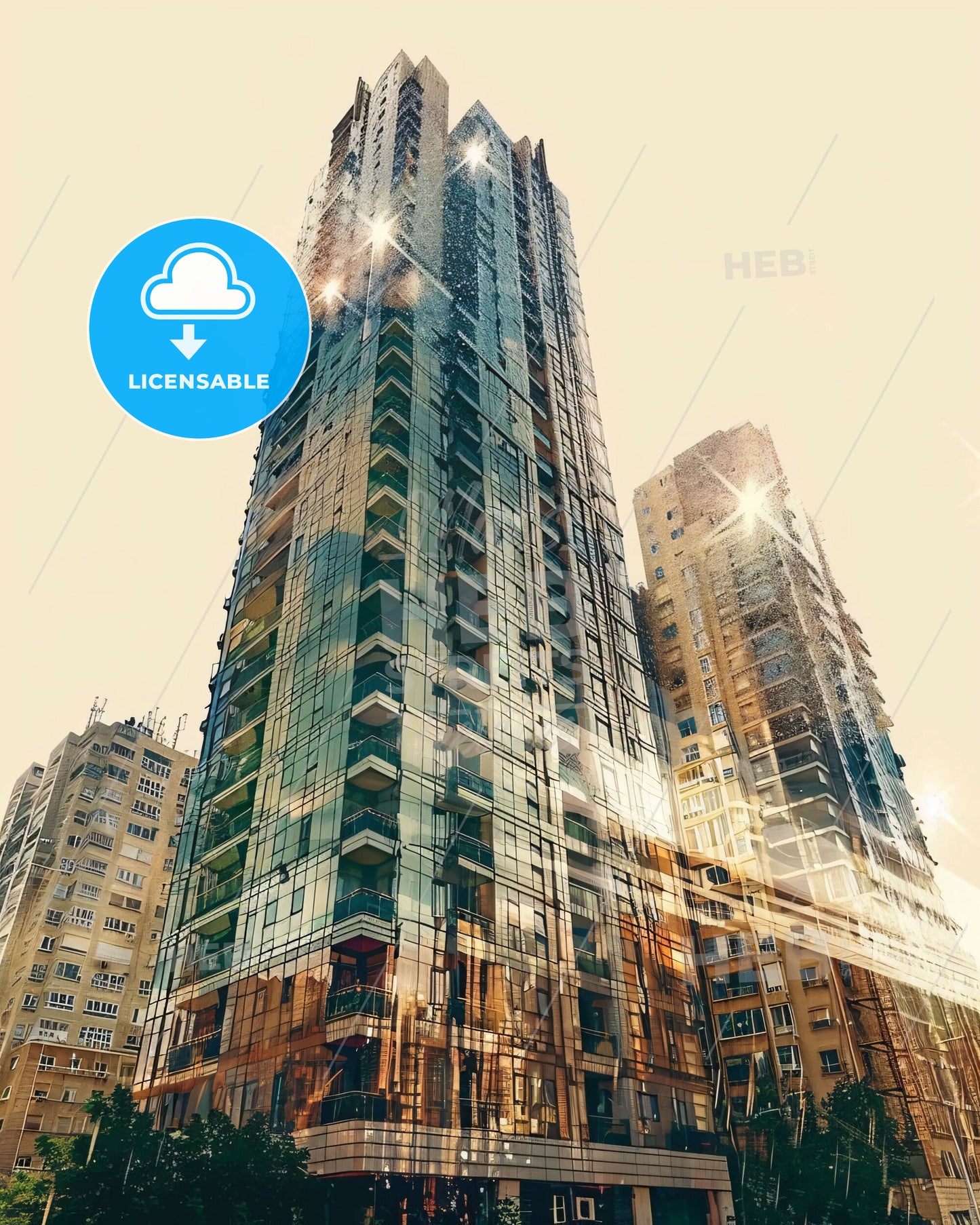 Petah Tikva: Architecture Icon Skyline Cityscape Poster - A tall building with many windows