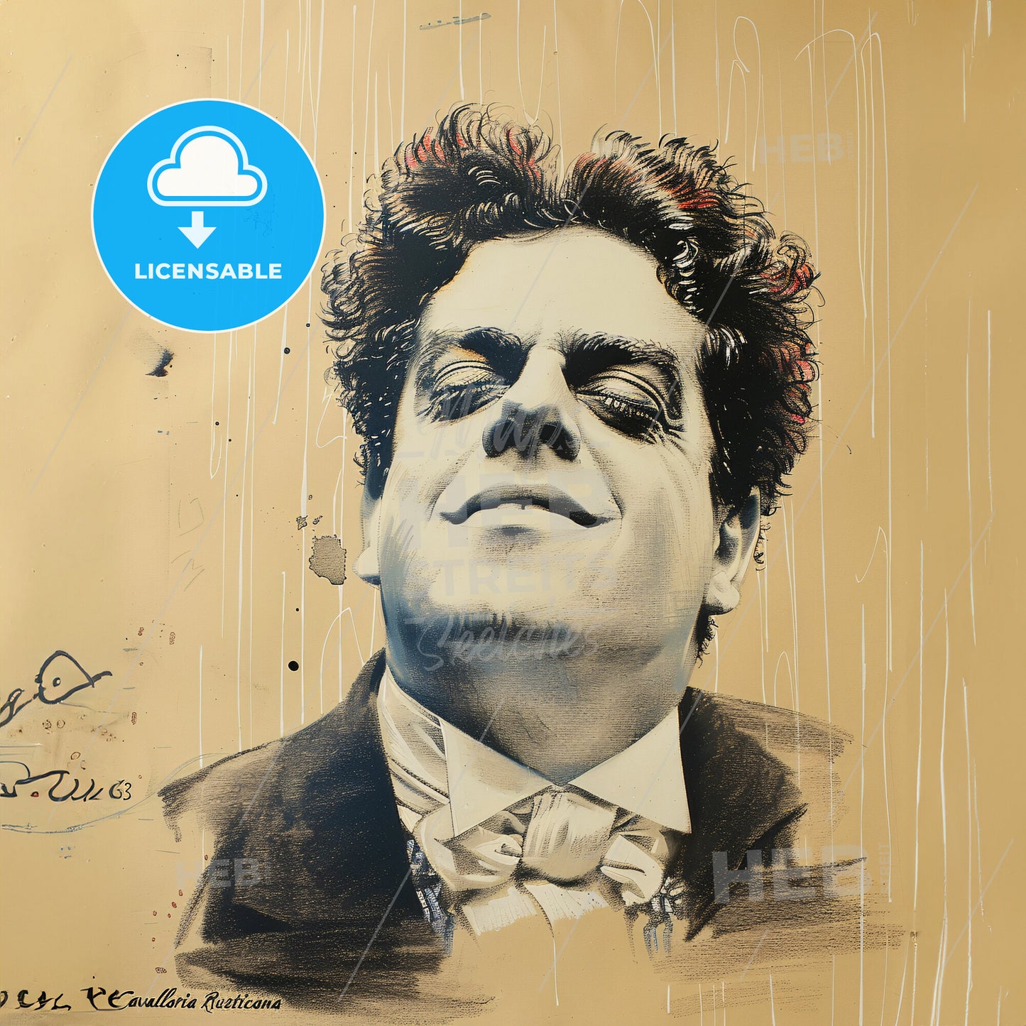 Pietro Mascagni, 1863 - 1945, Italian composer - A Drawing Of A Man