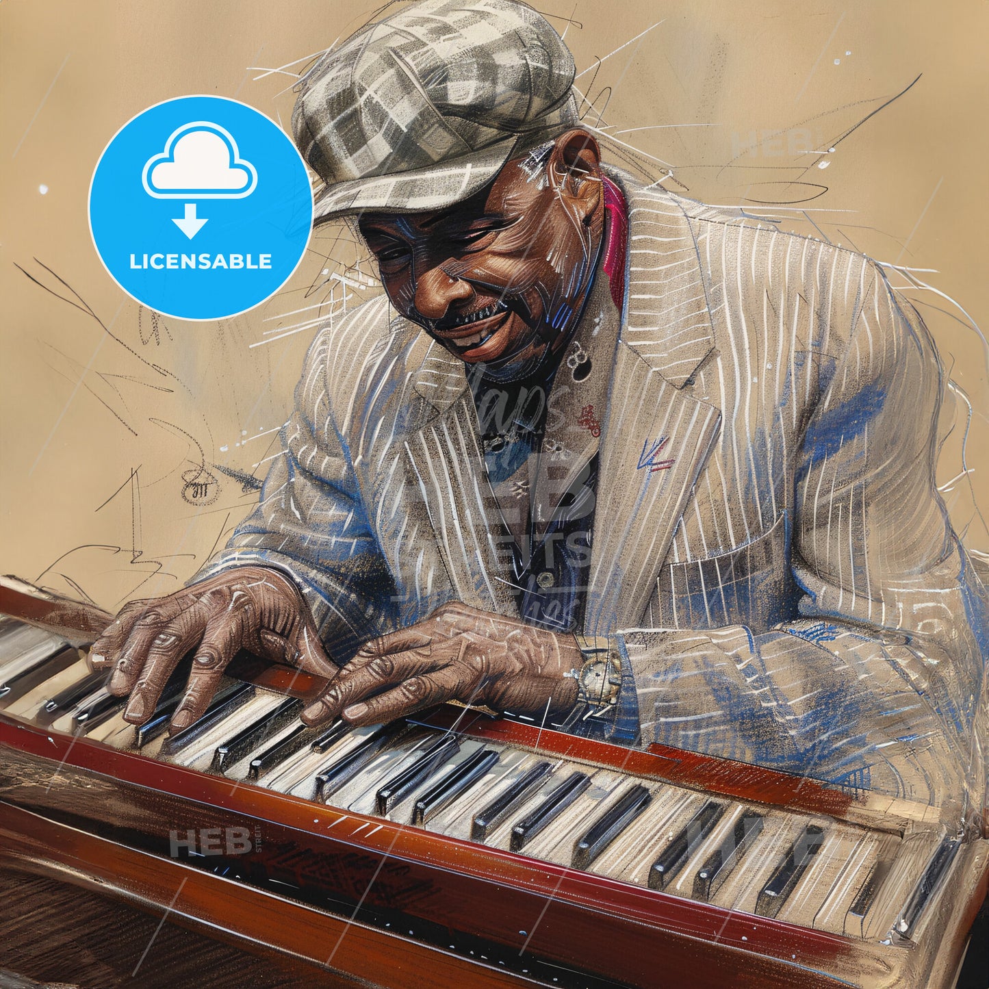 Pinetop Perkins, 1913 - 2011, American blues pianist - A Man Playing A Piano