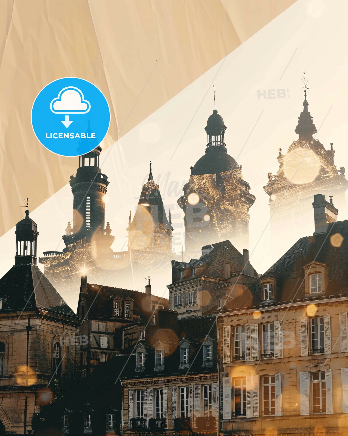 Poitiers - Radiant Ruins Skyline Silhouette - A group of buildings with towers