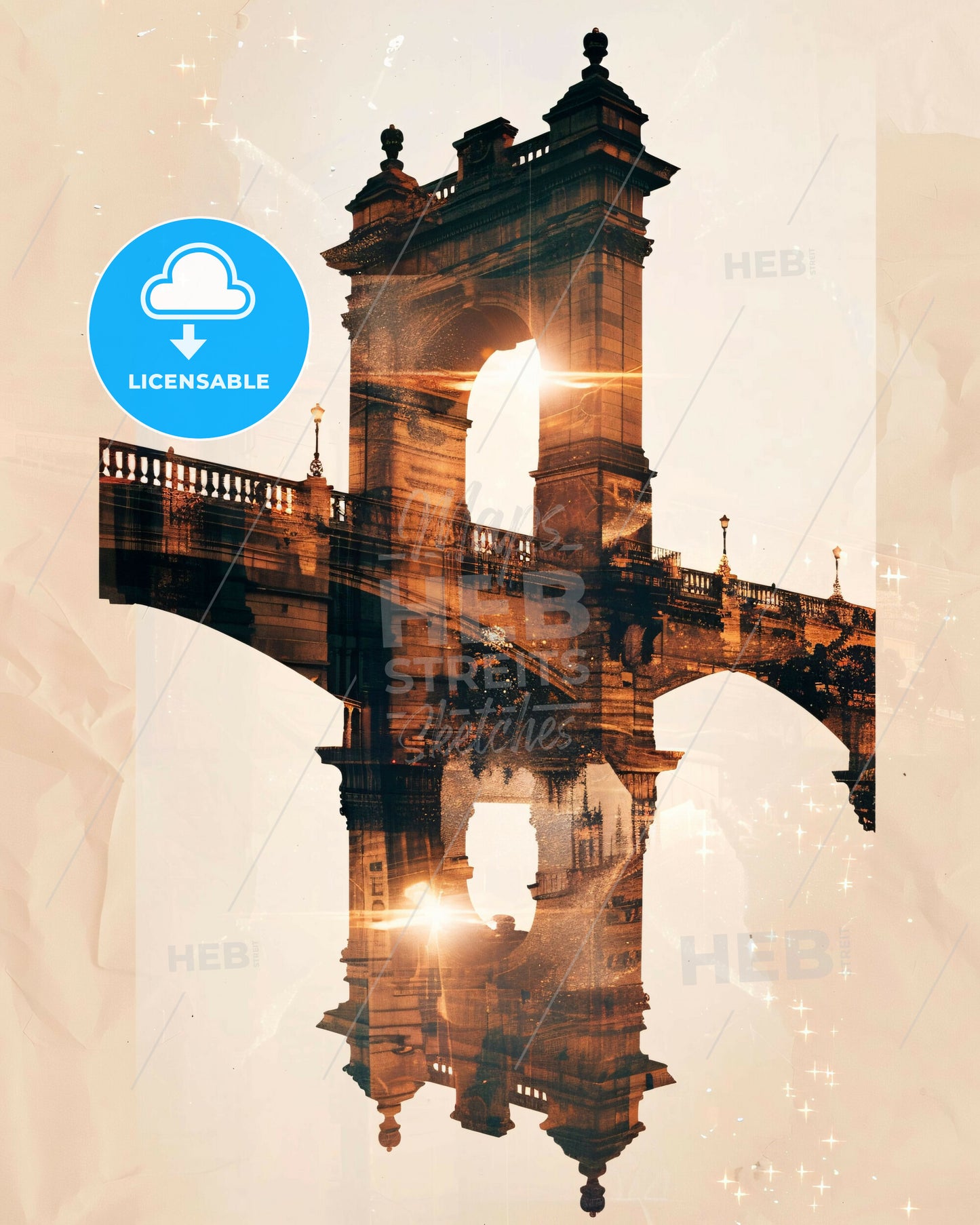 Puente de Vallecas City Skyline Composite Pop Art - A bridge with a bridge and a bridge