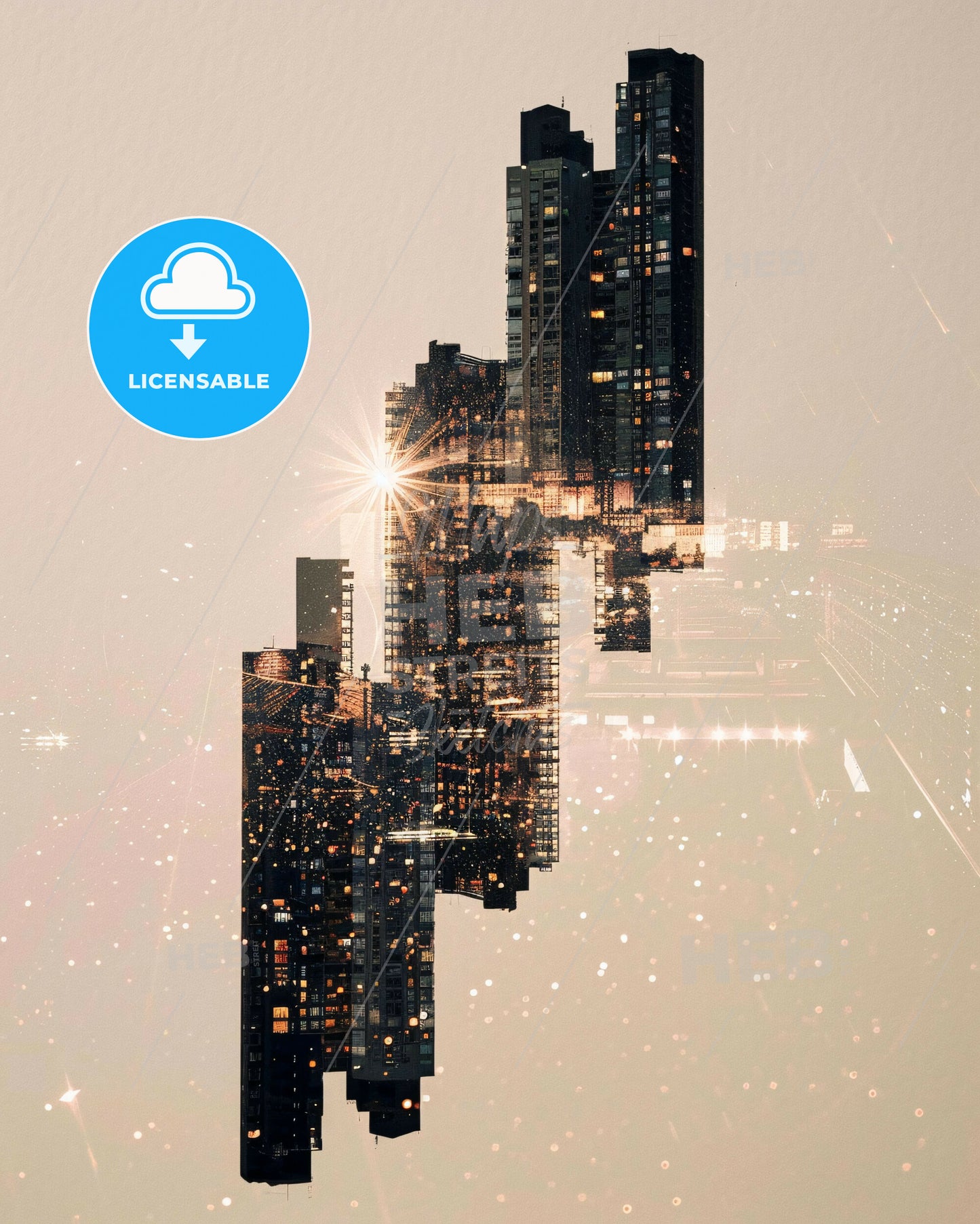 Puente de Vallecas Urban Art Poster Skyline Architecture - A city skyline with lights