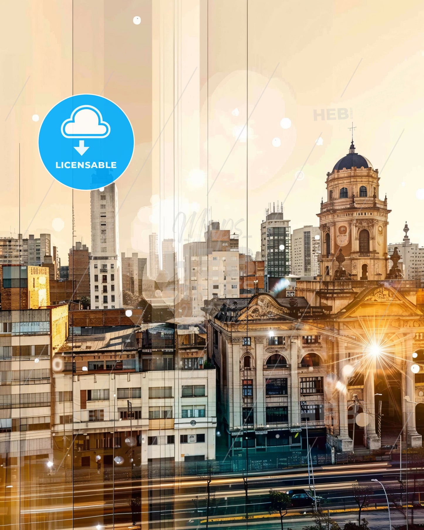 Quilmes City Double Exposure Skyline Poster - A city with many buildings