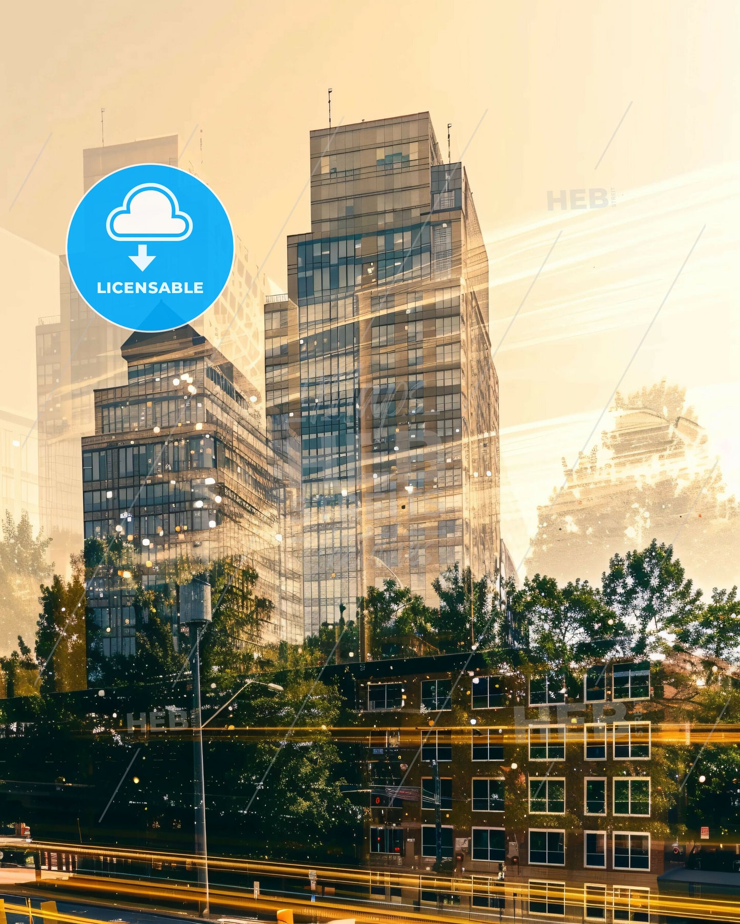 Raleigh City Skyline Poster: Local Charm, Modern Spark - A city skyline with trees and buildings