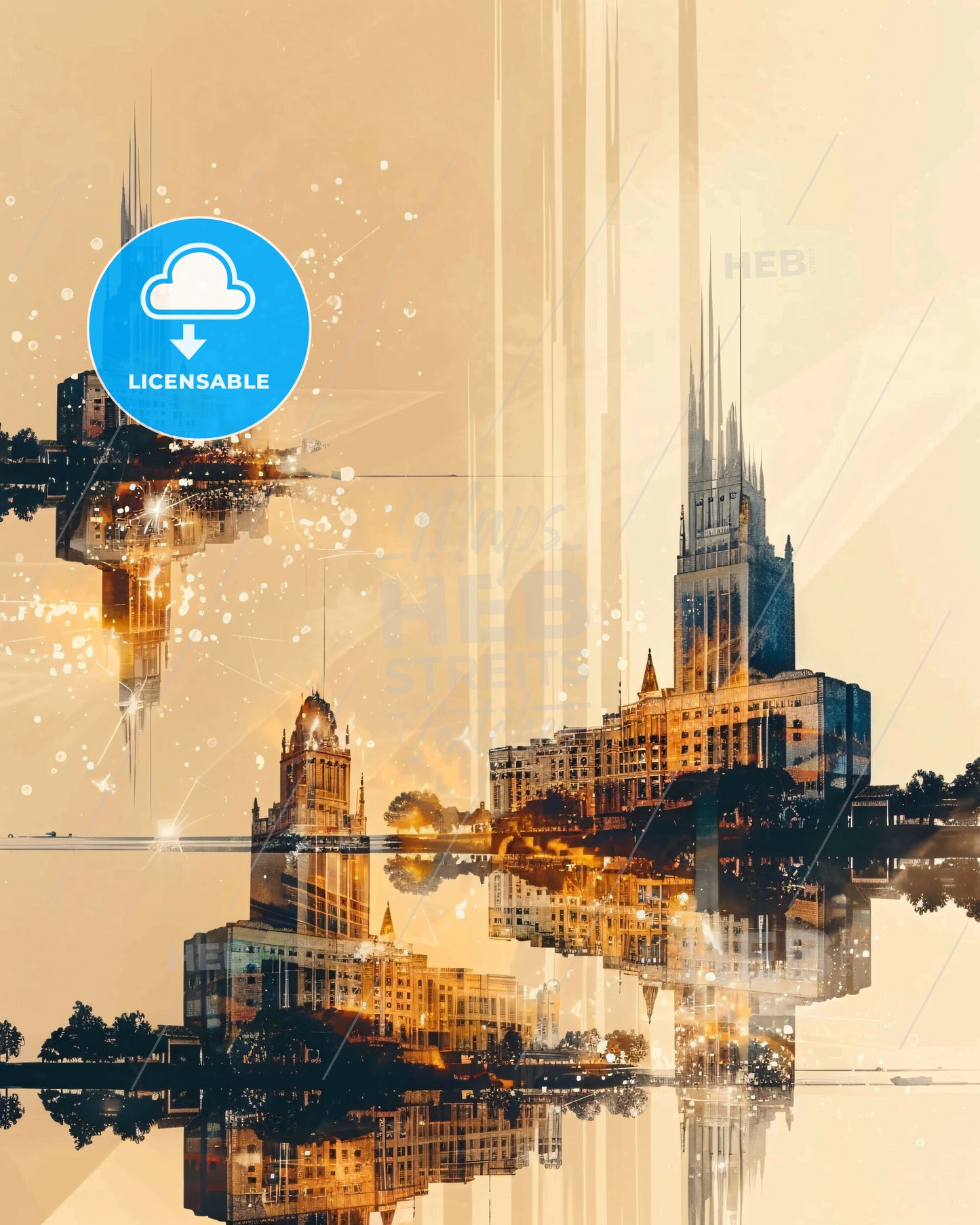 Rancho Cucamonga Skyline Cityscape Poster Art - A city skyline with many towers