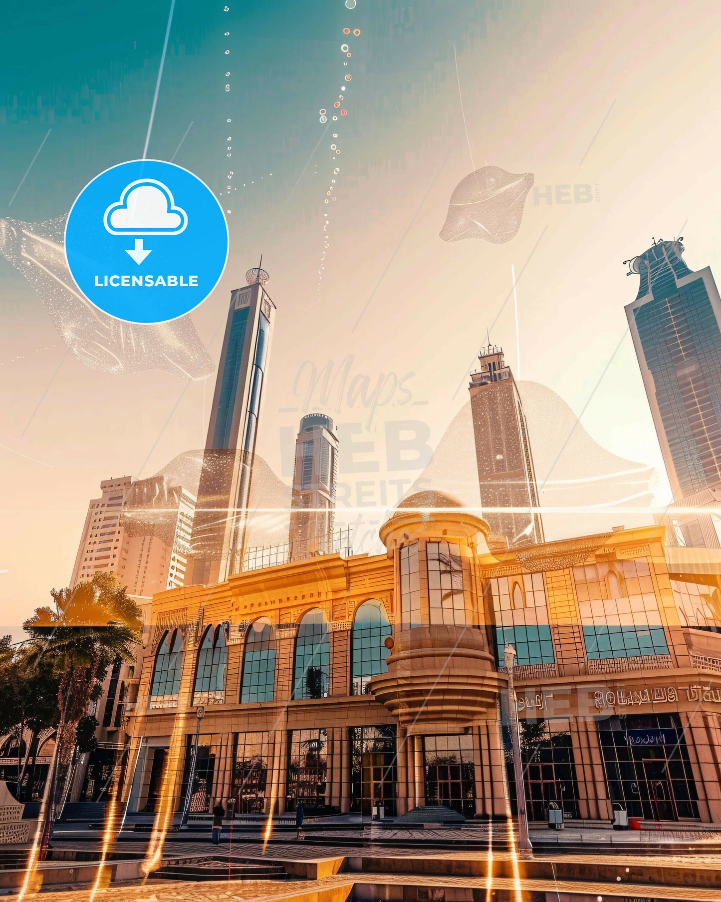 Ras al-Khaimah City Skyline Silhouette Poster - A building with a large building and a large building with a large building