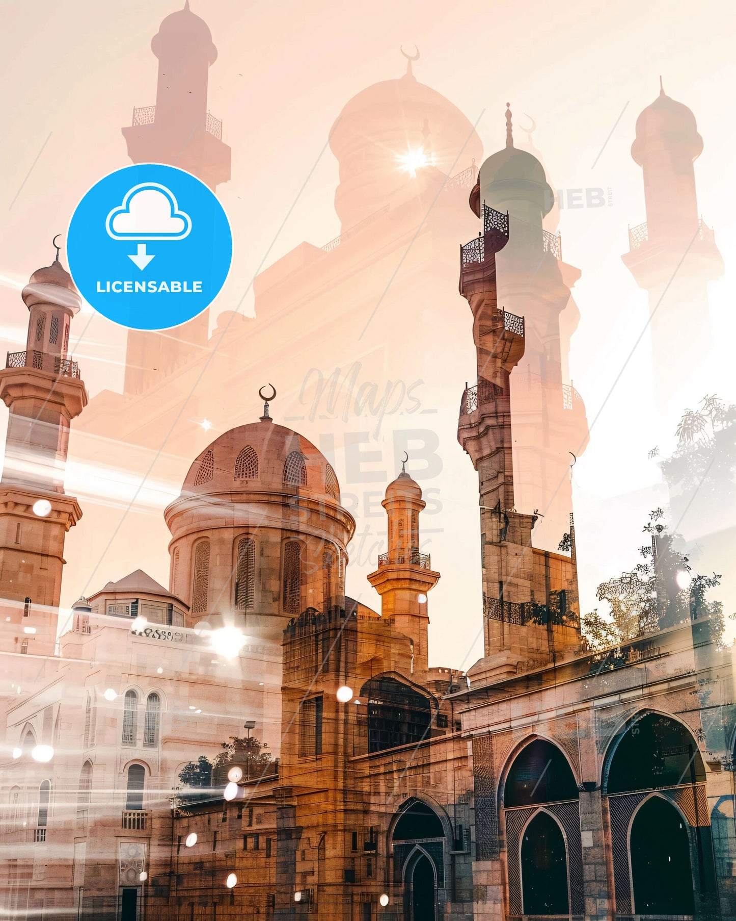 Ras al-Khaimah City Skyline Poster - A large building with towers and a moon on top