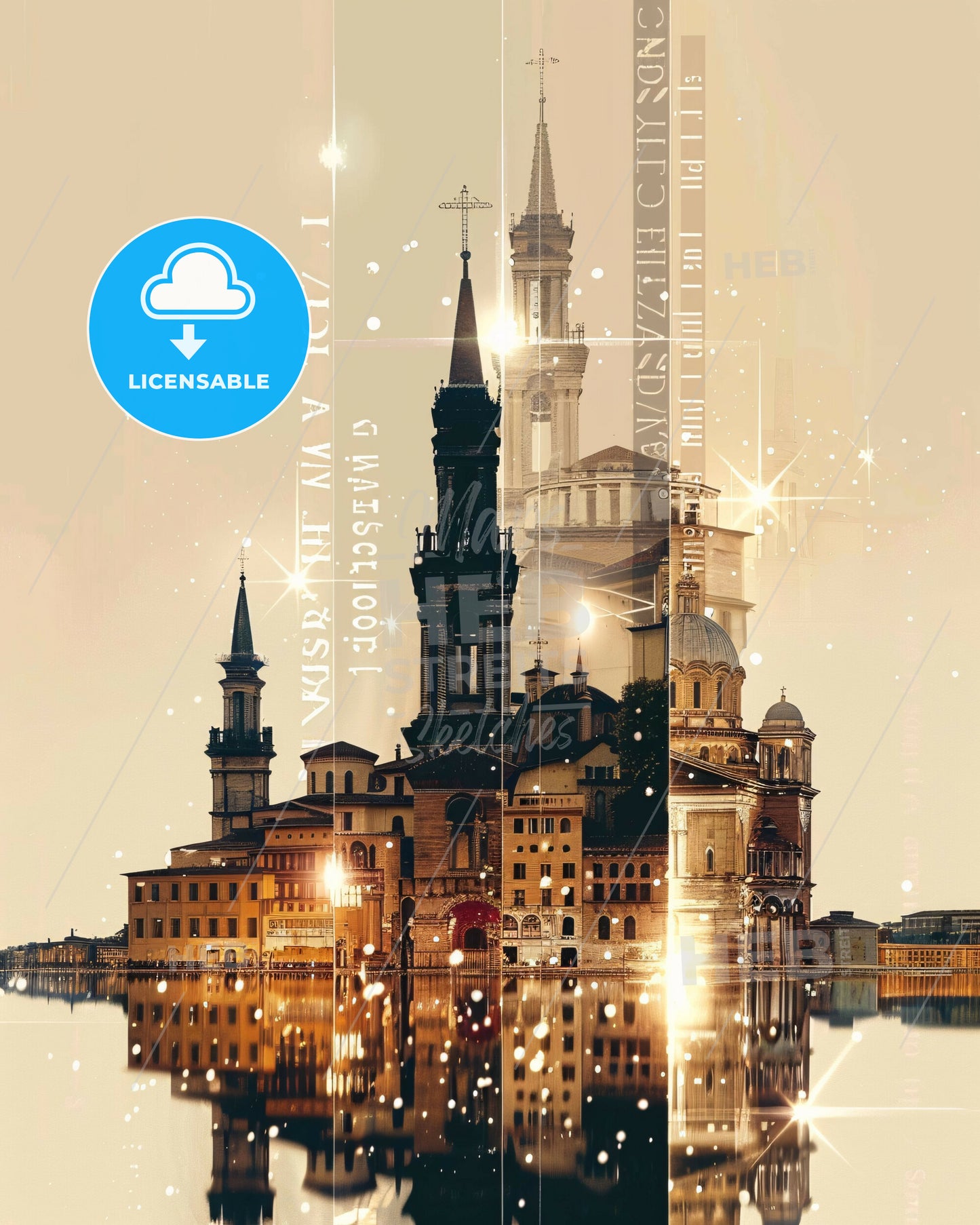 Ravenna Italy Skyline Art Poster - A city with many towers and a body of water