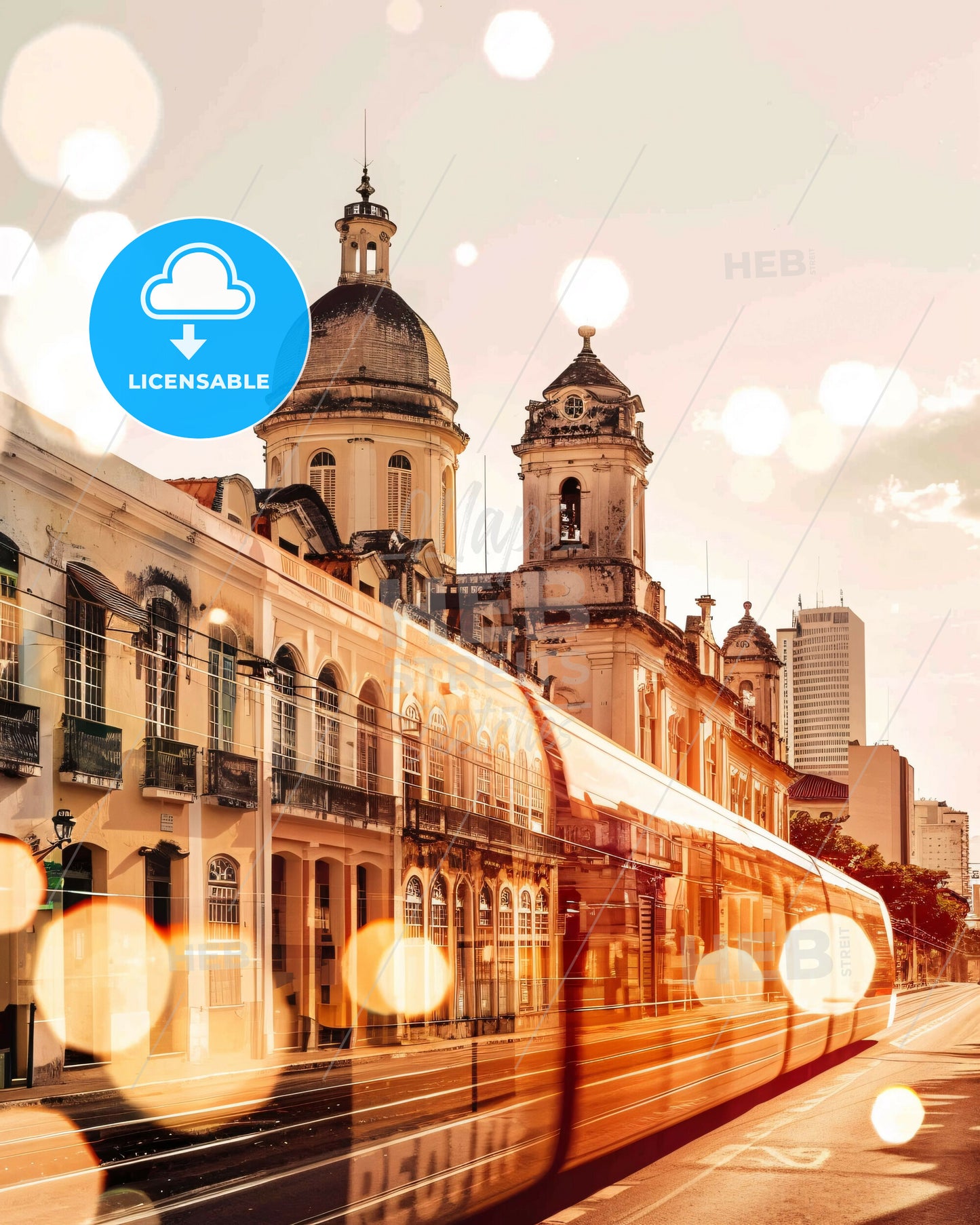 Recife City Skyline Double Exposure Composite Art - A train on a street