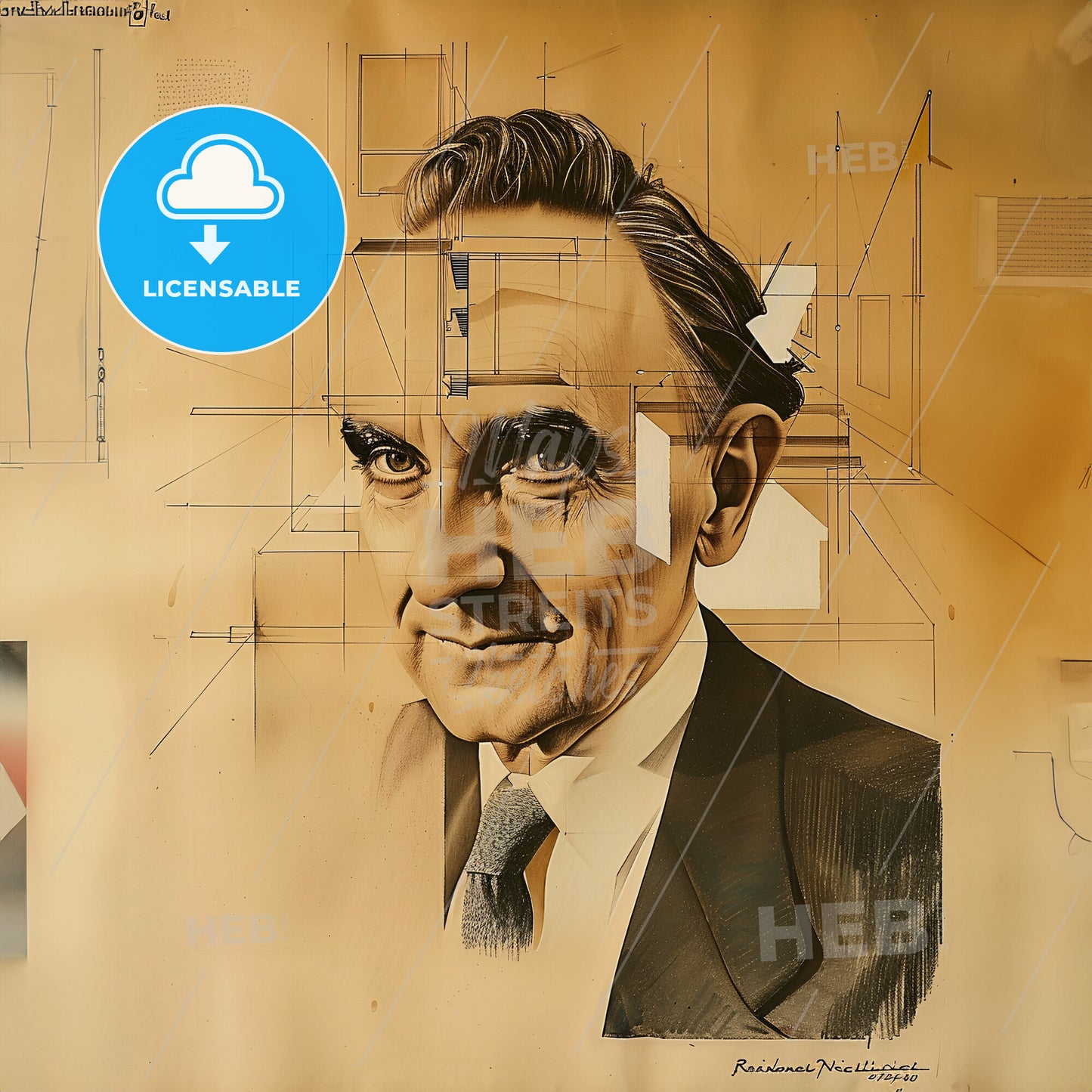 Richard Neutra, 1892 - 1970, Austrian-American architect - A Drawing Of A Man
