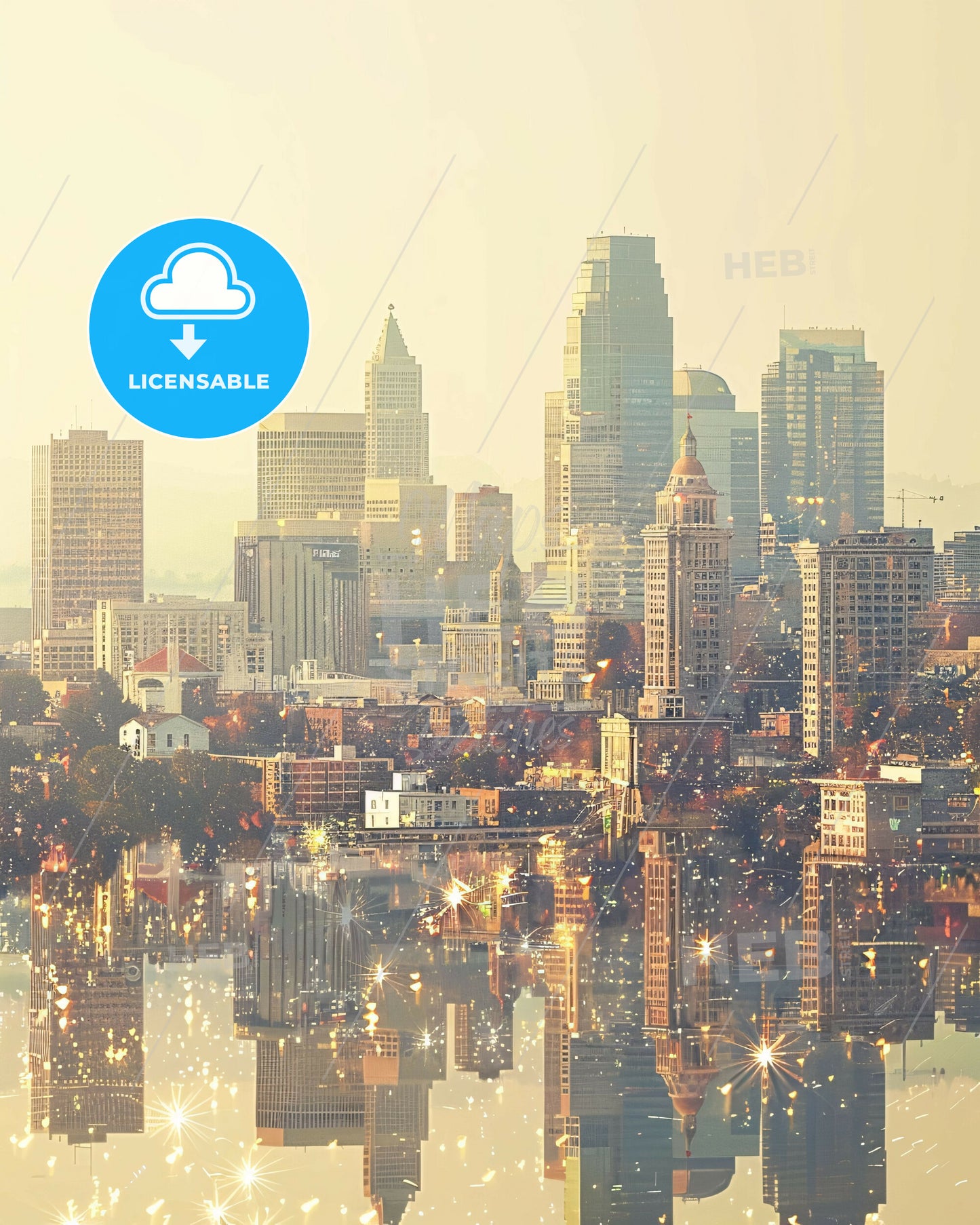 Richmond City Skyline Composite Art Poster - A city with many buildings and a body of water