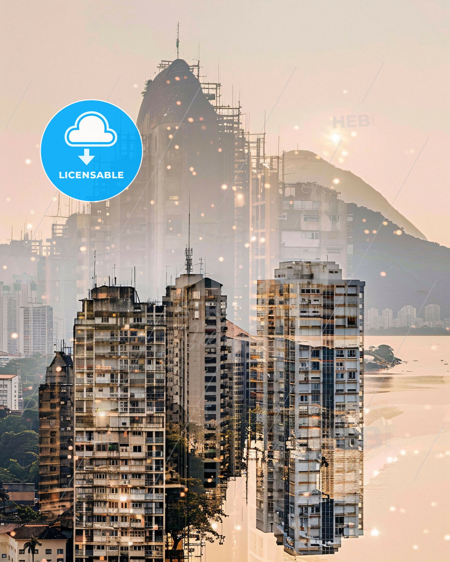 Rio Branco City Skyline Composite Art Poster - A cityscape with a body of water and mountains