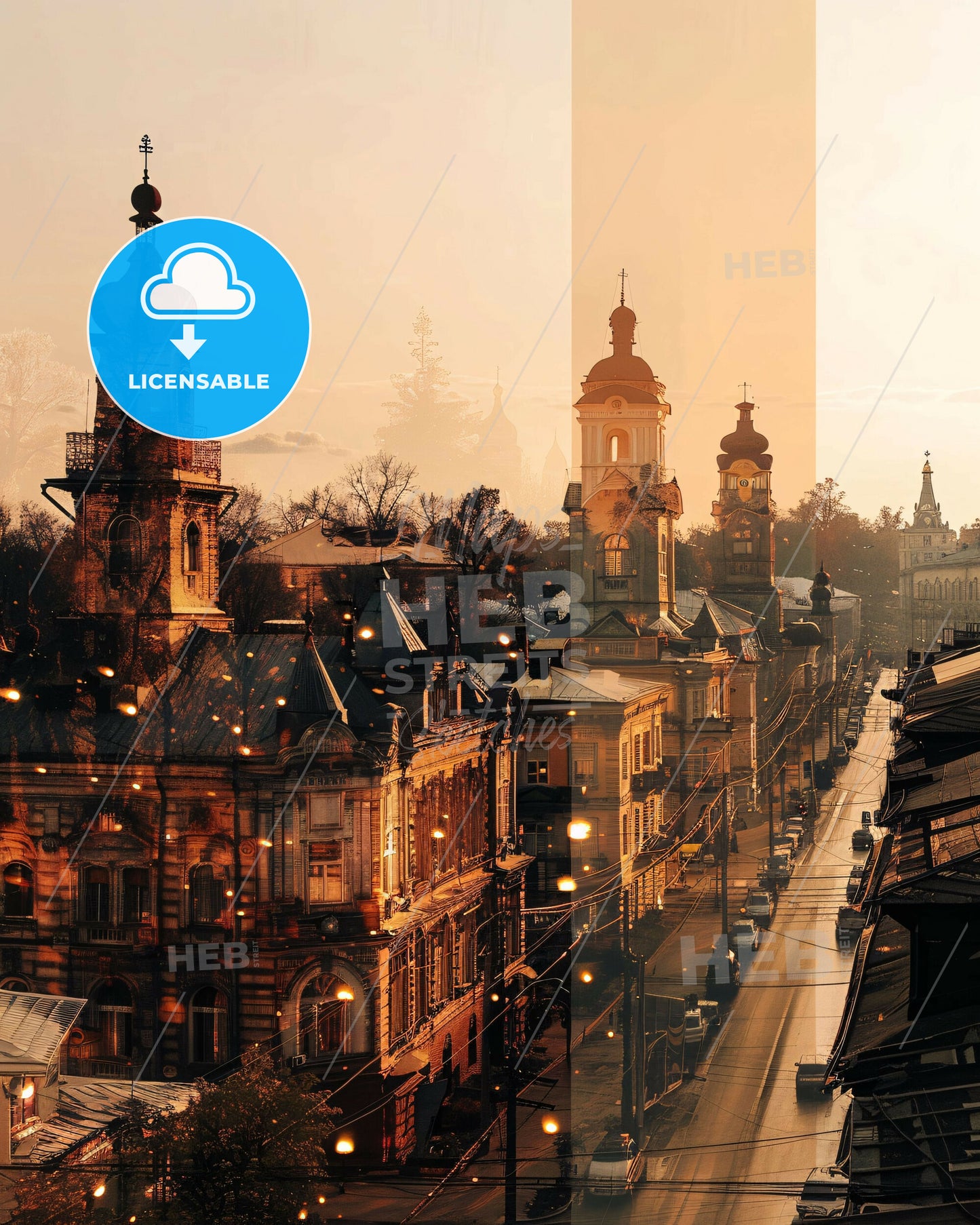 Rostov-on-Don Skyline Composite Art Poster - A city street with buildings and cars