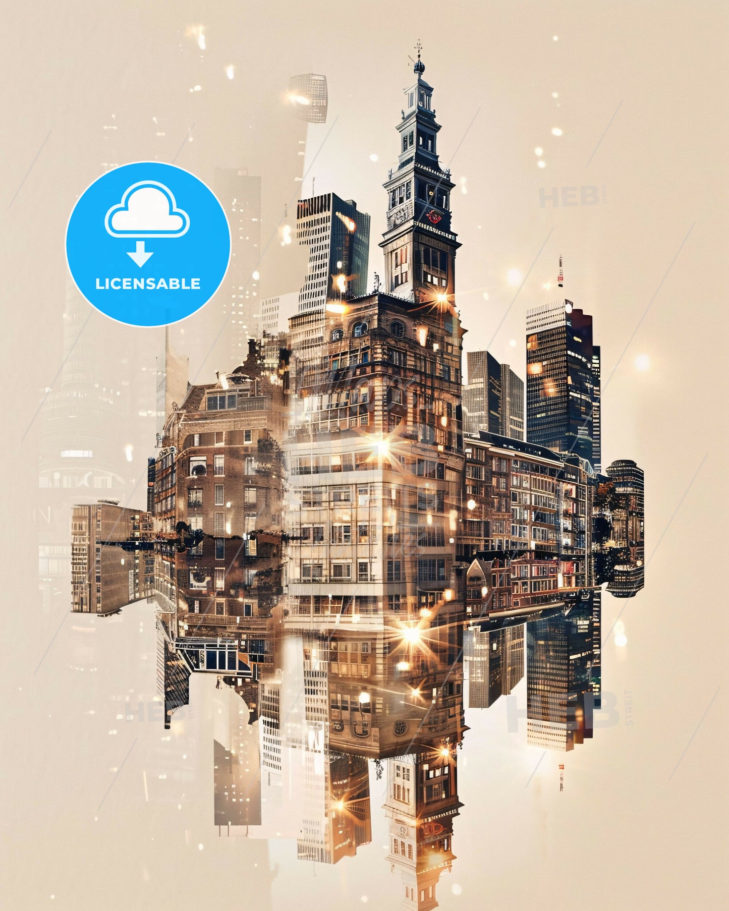 Rotterdam Skyline Art Deco Poster - A city skyline with many buildings