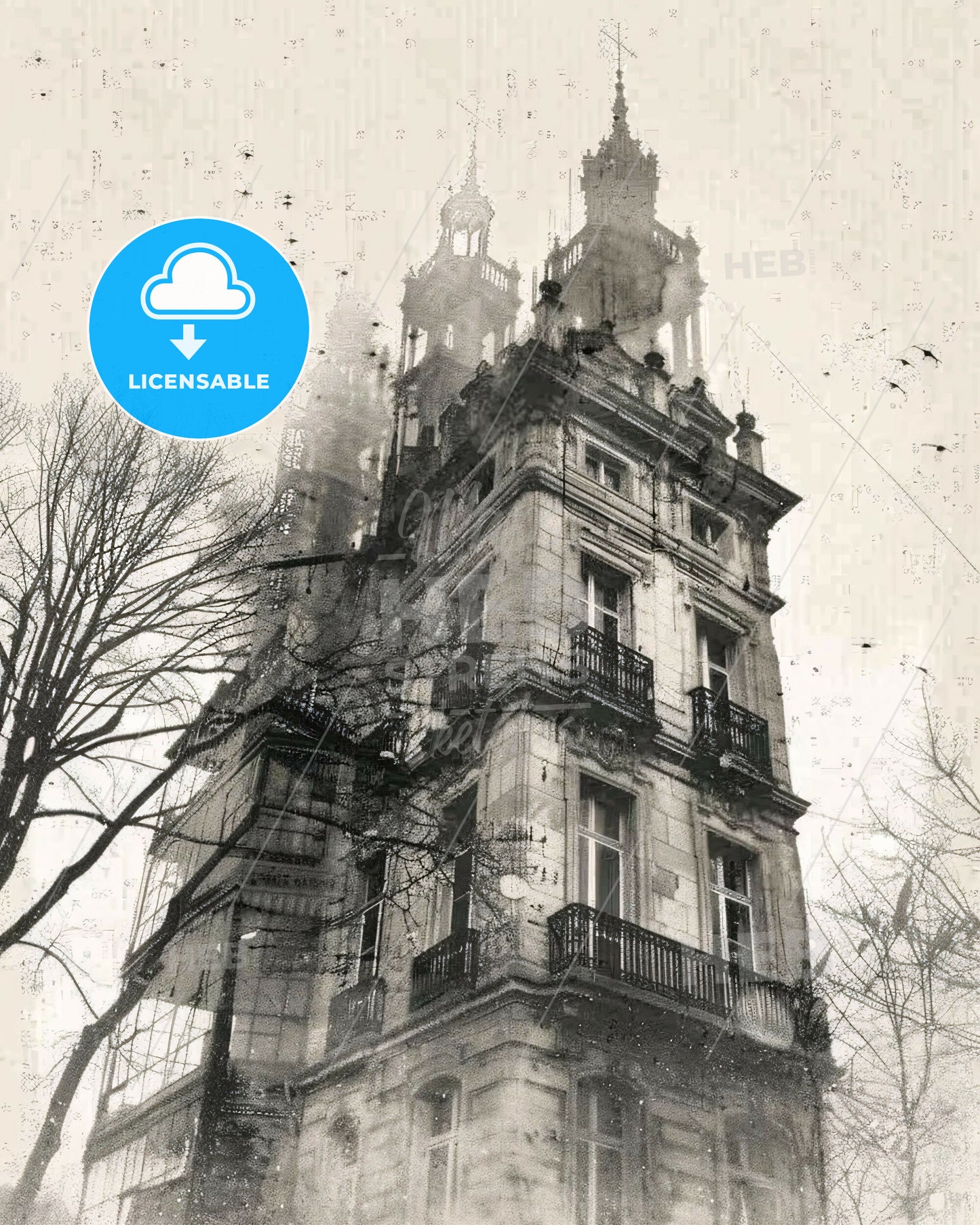 Saint-Denis Iconography Skyline Brilliant Poster - A building with a tower