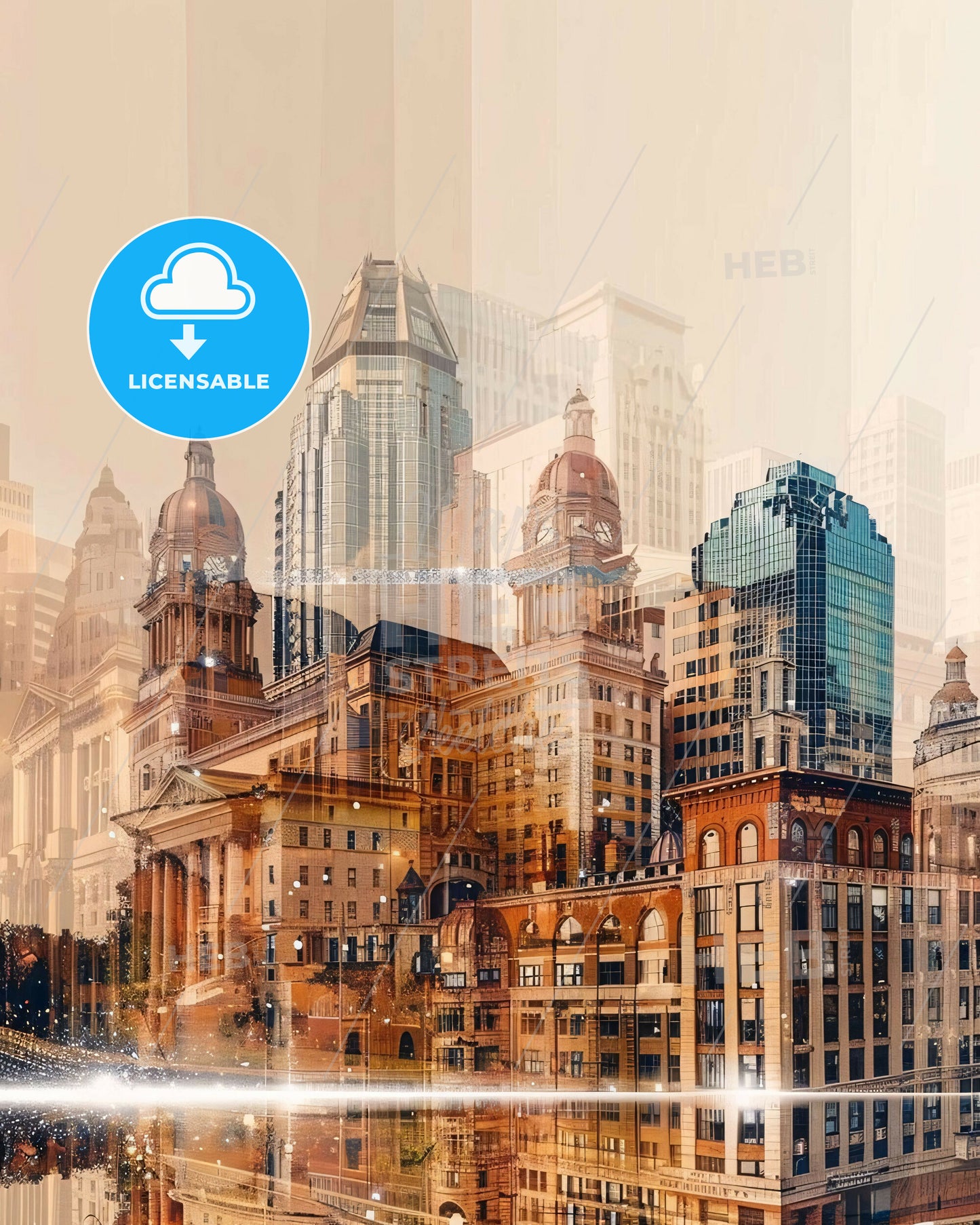 Saint Paul Skyline Double Exposure Composite Art - A city skyline with many buildings