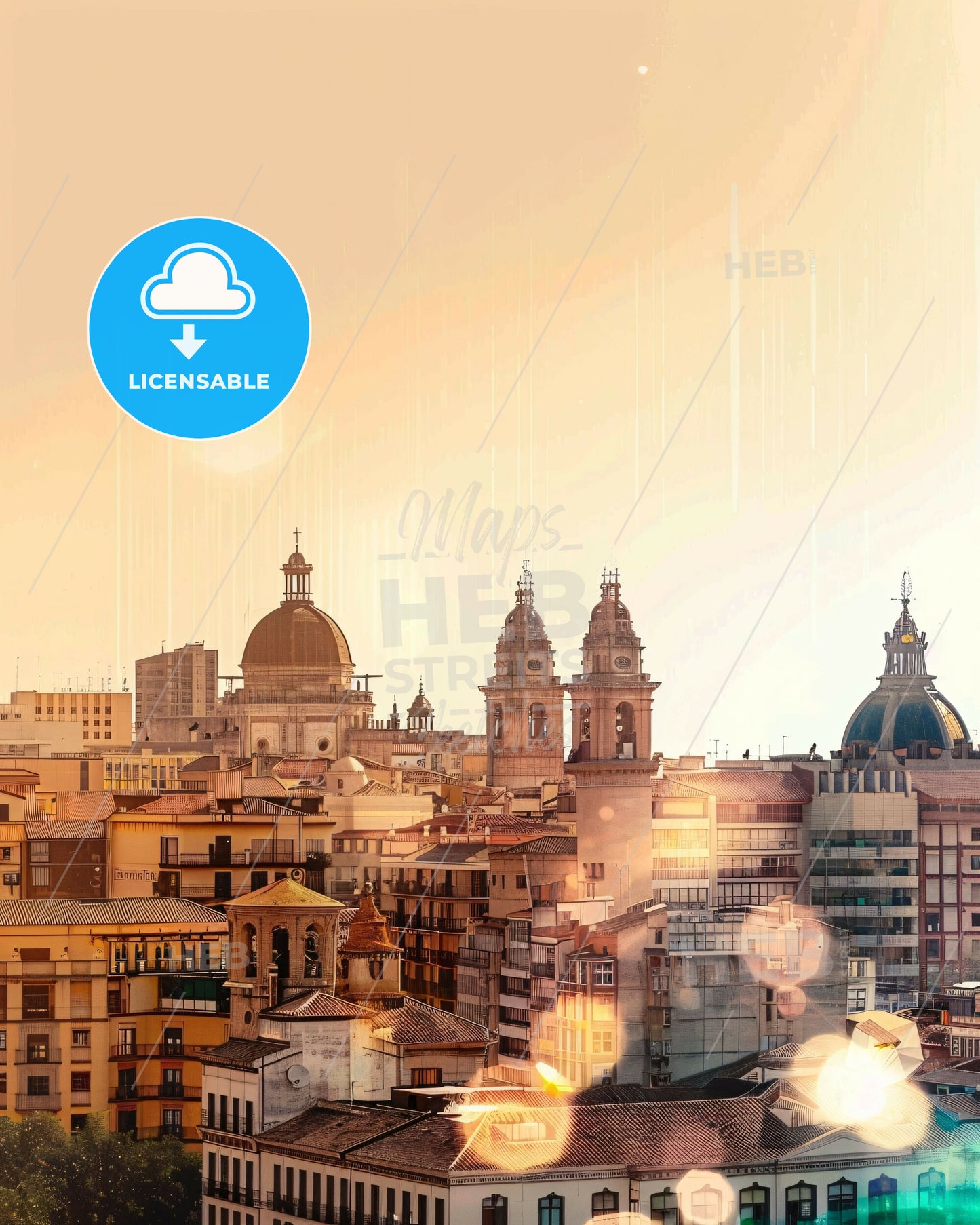 Salamanca Skyline Double Exposure Cityscape Art Poster - A city with many buildings