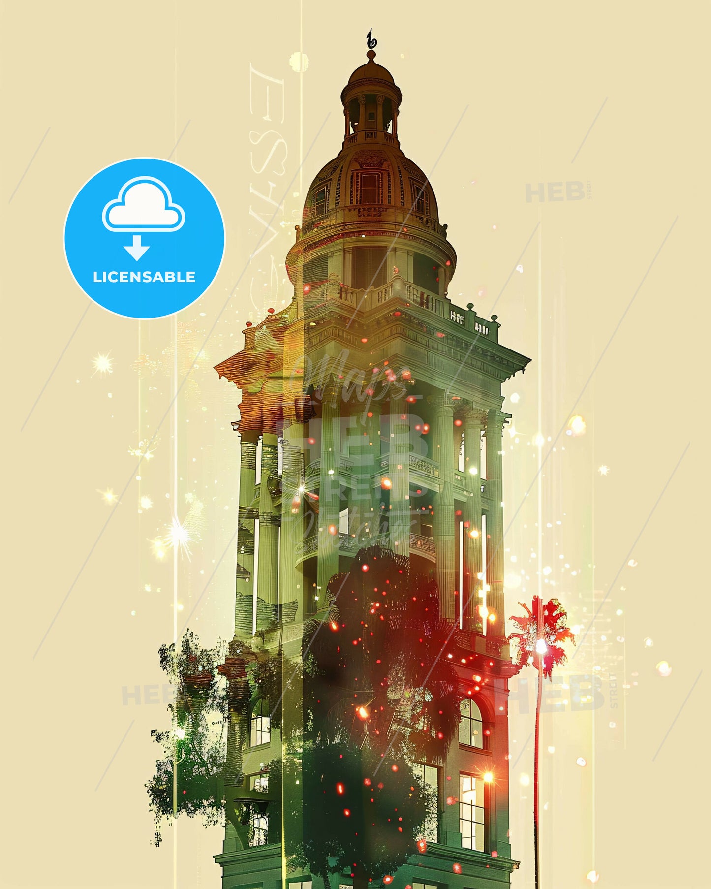 Salinas City Skyline Sunset Glow Poster - A building with a dome and a tree