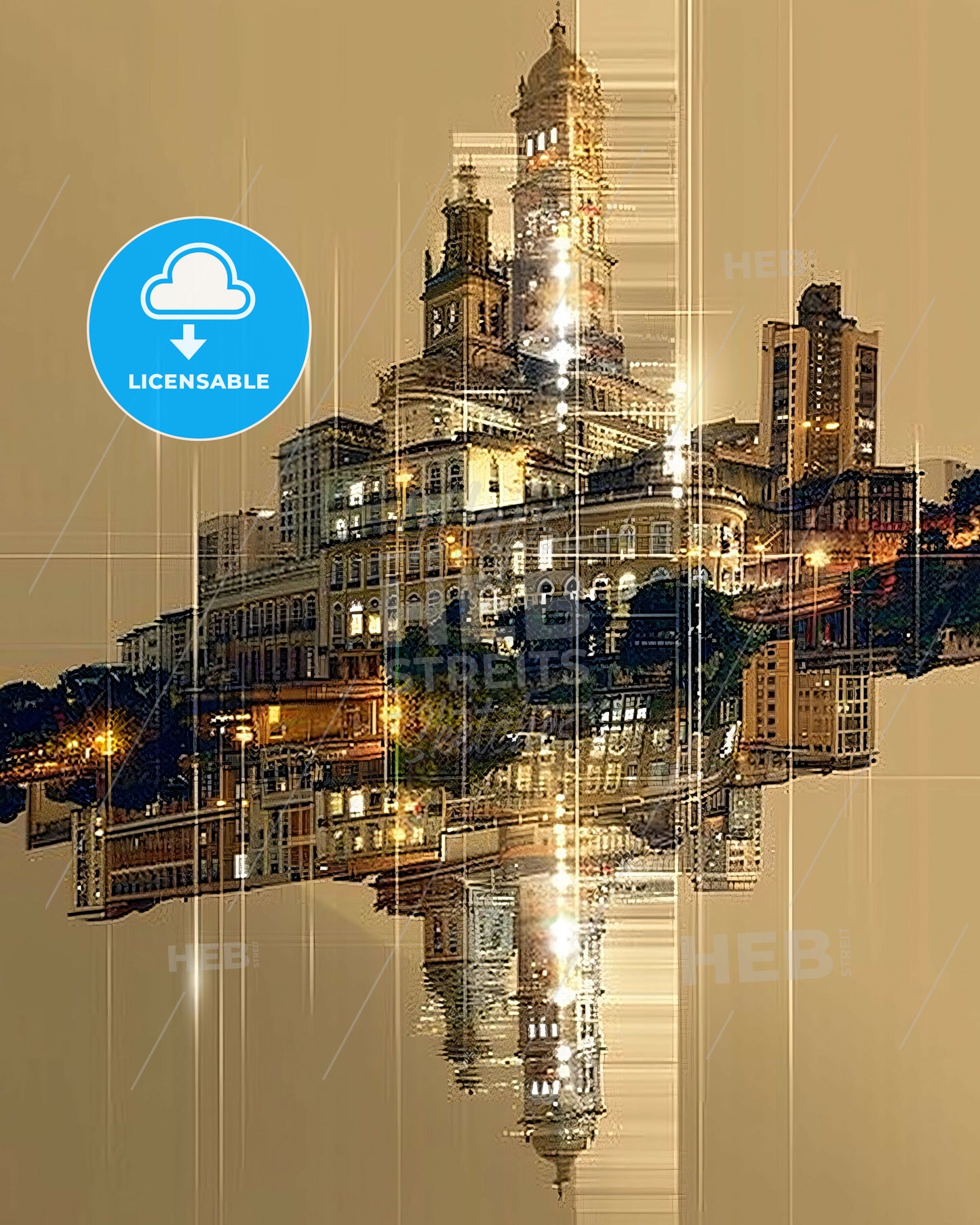 Salvador City Canvas Wall Art: Local Pride, Urban Flair - A city skyline with lights reflected in the water