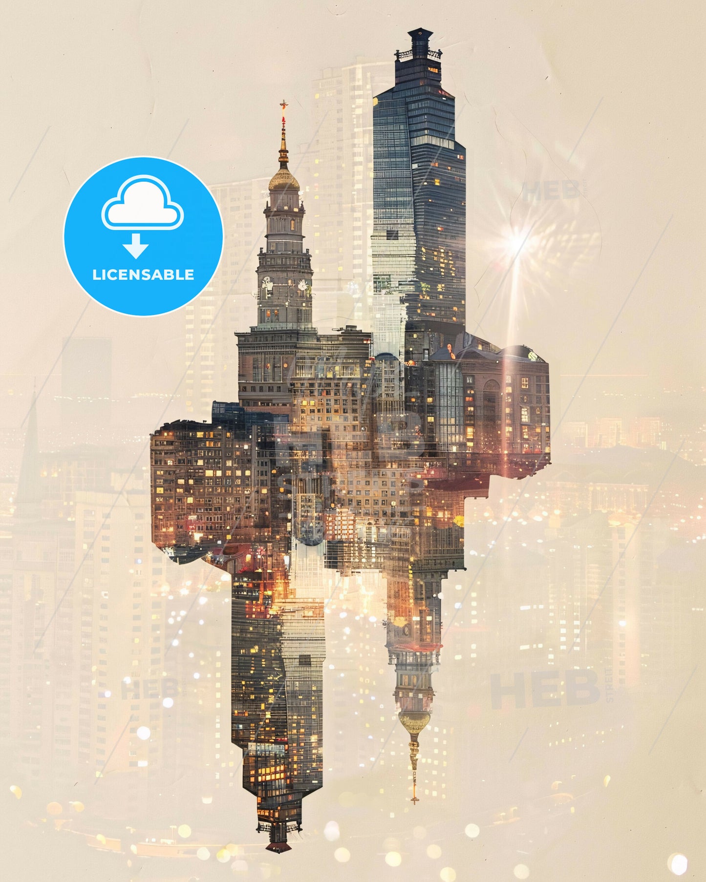 Samara: Double Exposure Art Cityscape Poster - A city skyline with many tall buildings