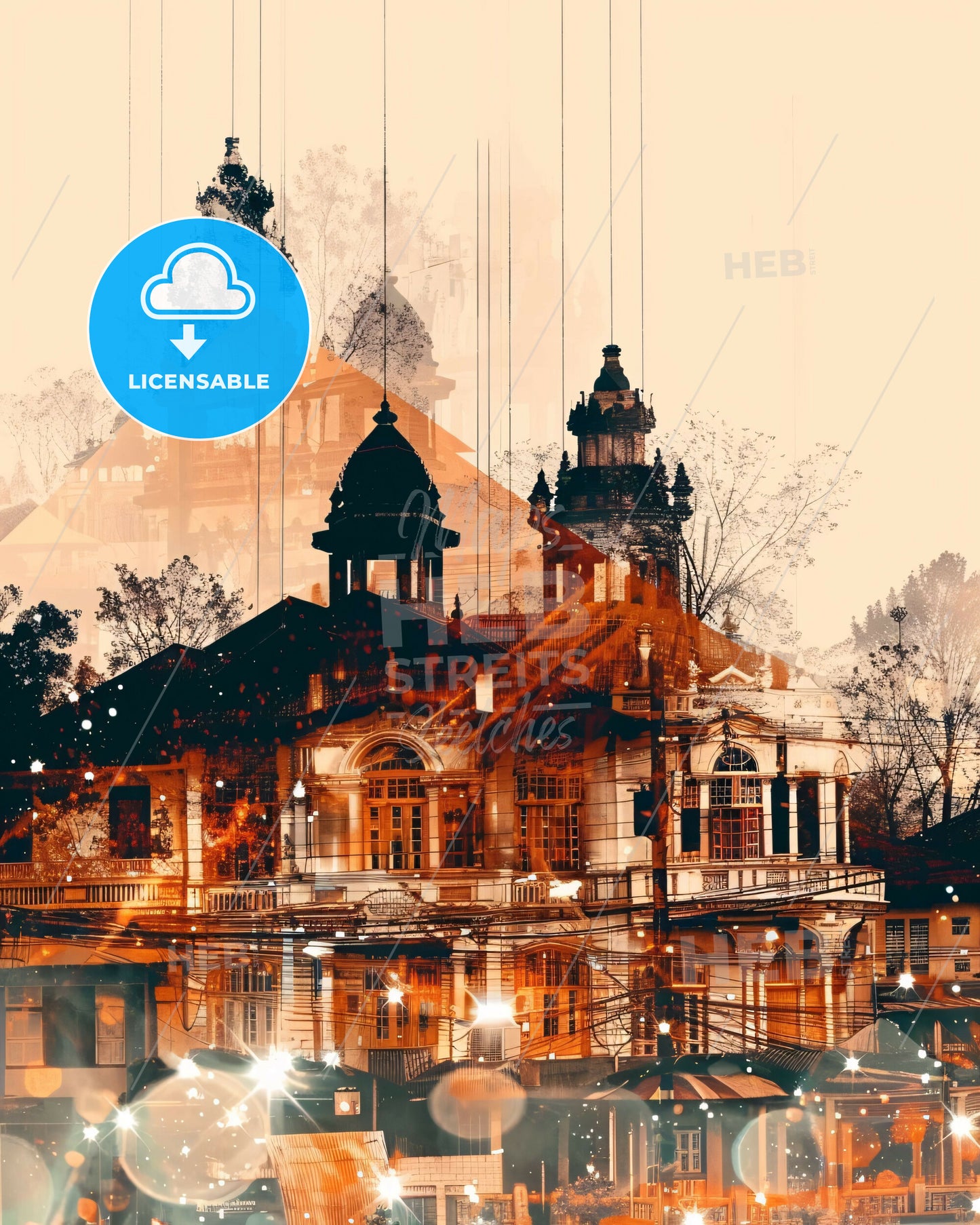 Samarinda City Skyline Composite Art - A building with towers and a tower