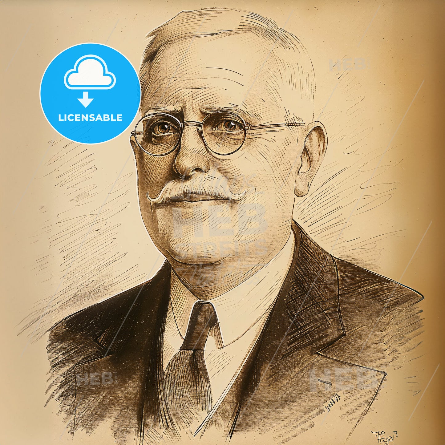 Samuel Insull, 1859 - 1938, American utilities magnate - A Man With A Mustache Wearing Glasses And A Suit