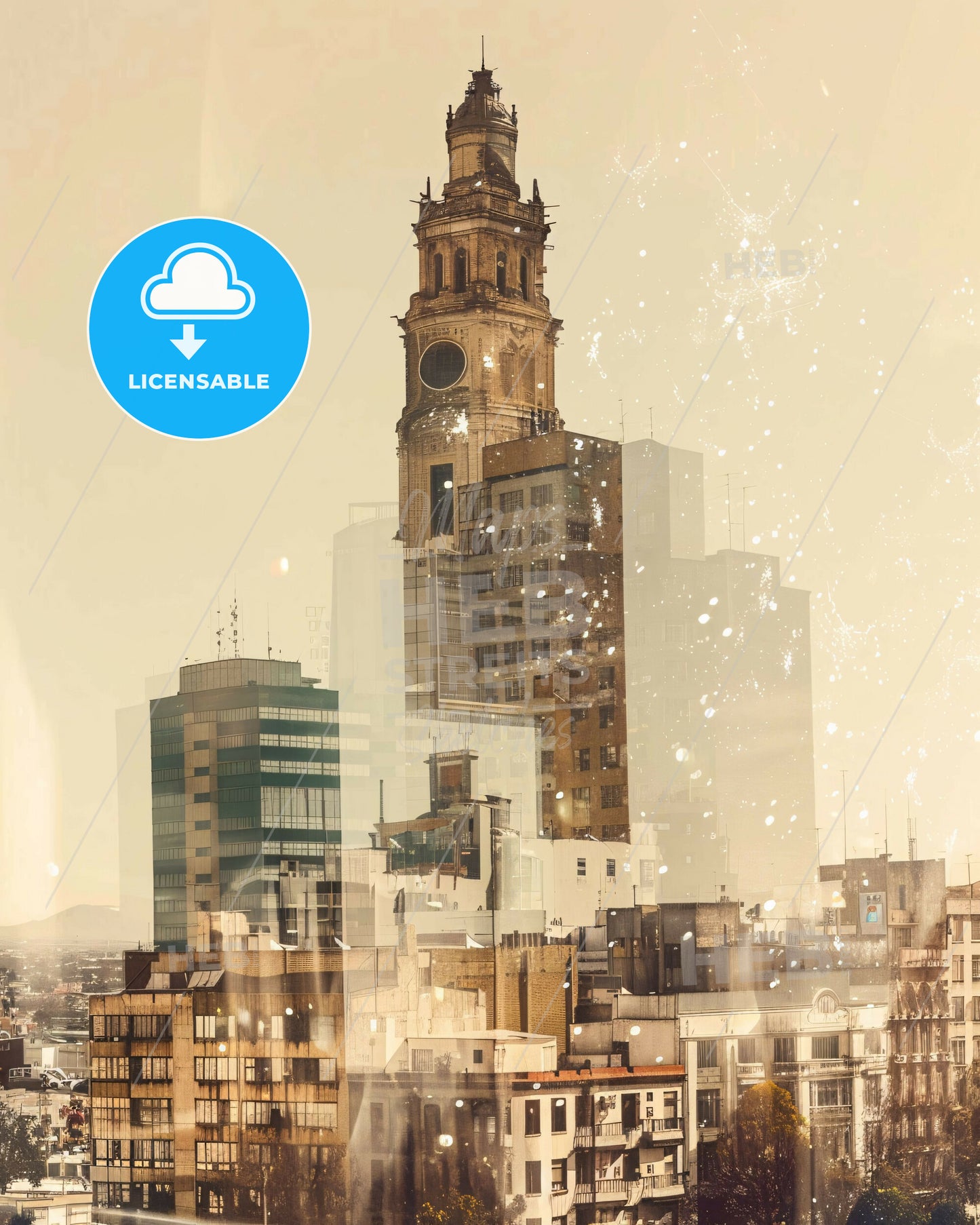 San Juan Skyline Architecture Composite Poster - A city with a tall tower