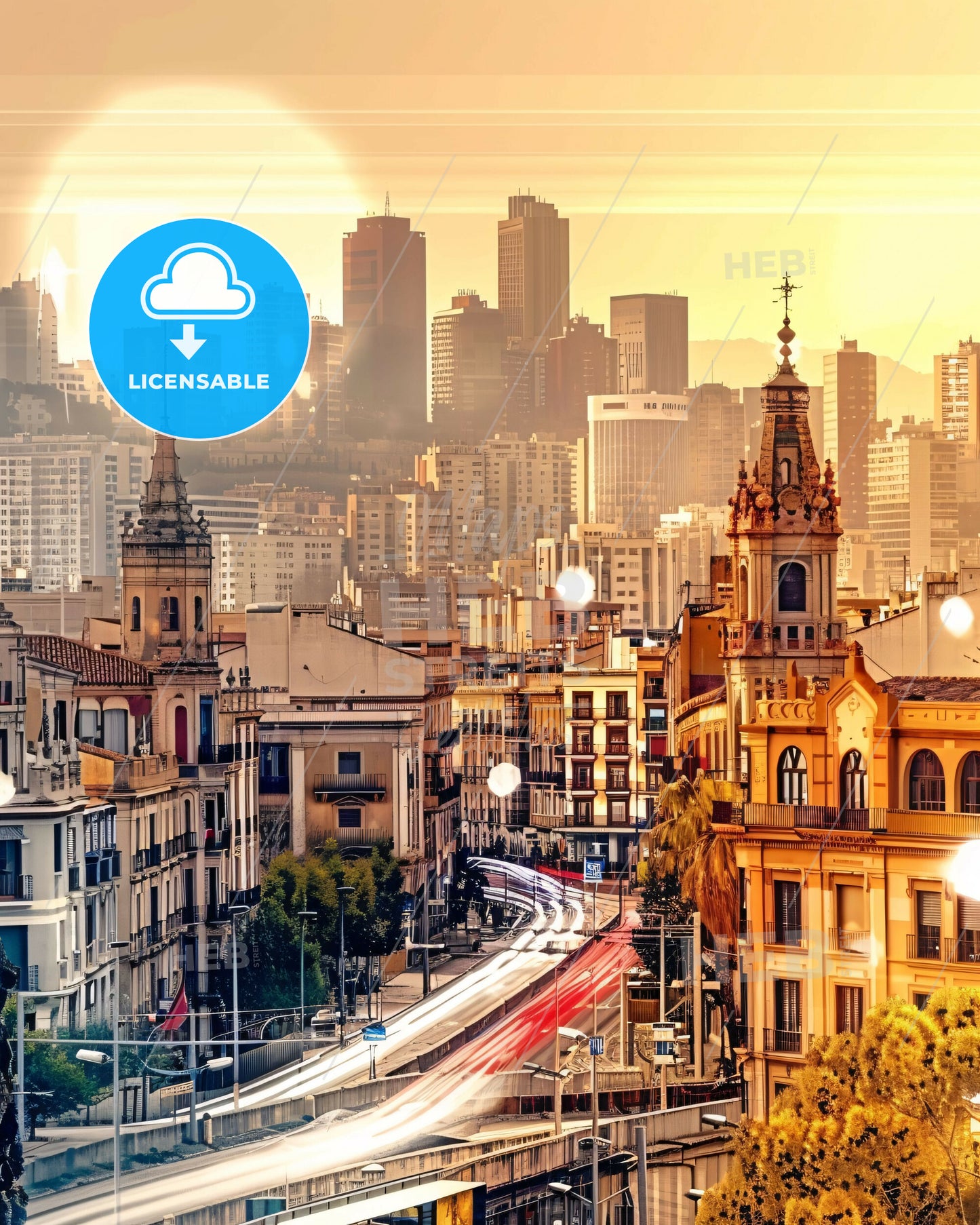 Sant Marti Double Exposure Skylines To Light Up Your Wall - A city with a road and buildings