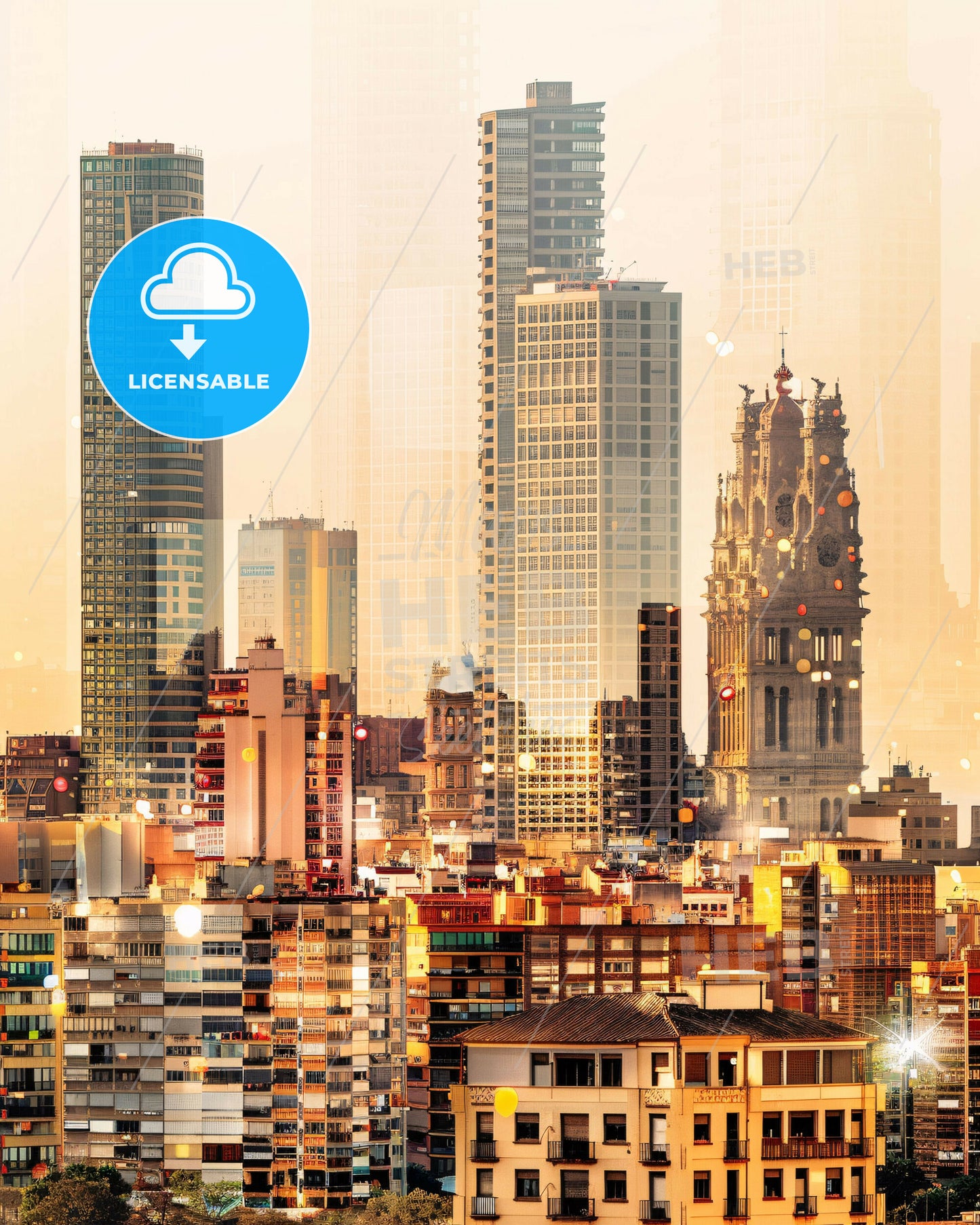 Sant Martí City Skyline Composite Artwork - A city skyline with many tall buildings