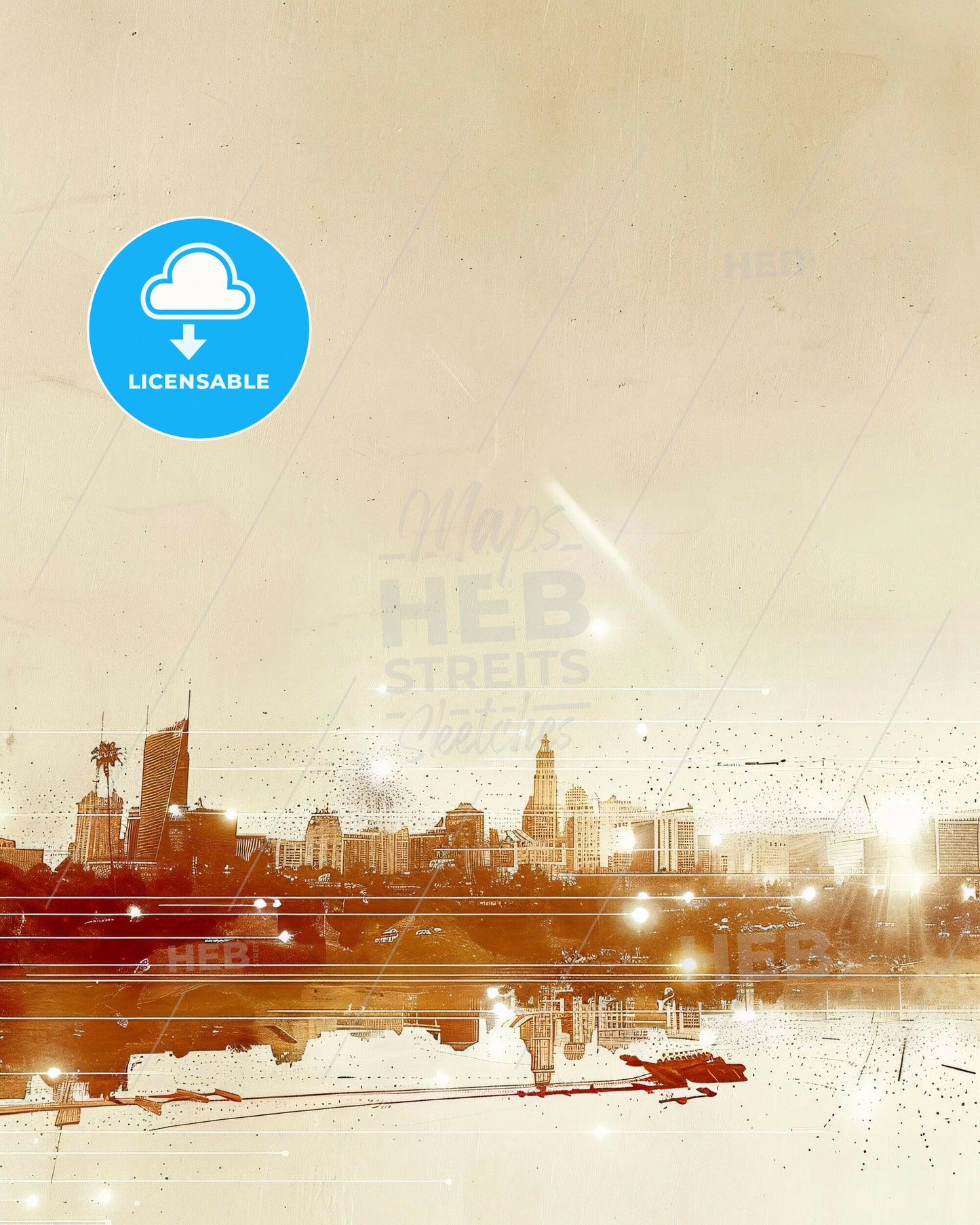 Santa Clarita City Skyline Poster Art - A city skyline with lights and reflections