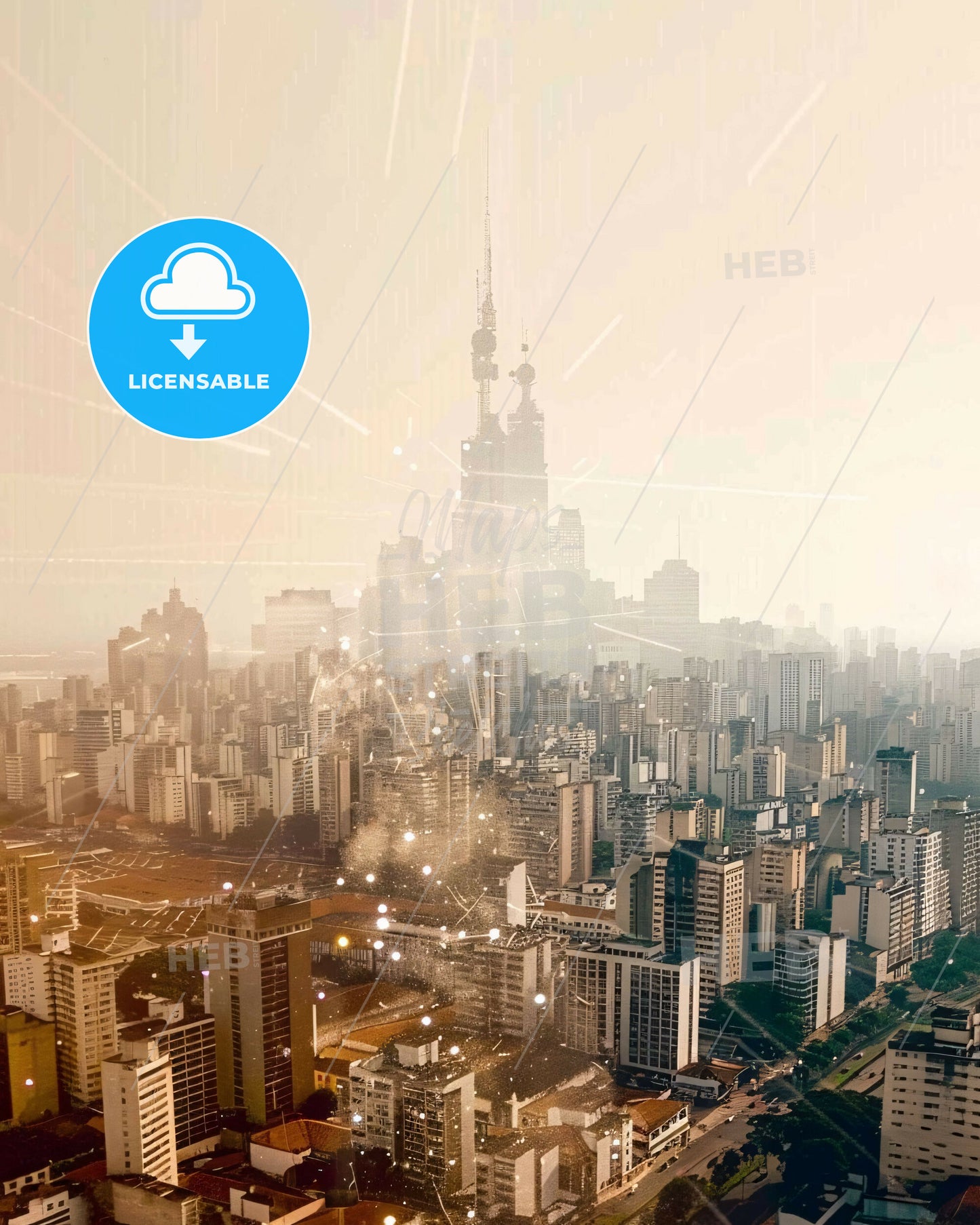 Sao Paulo City Skyline Icon Collage Poster - A city with many tall buildings