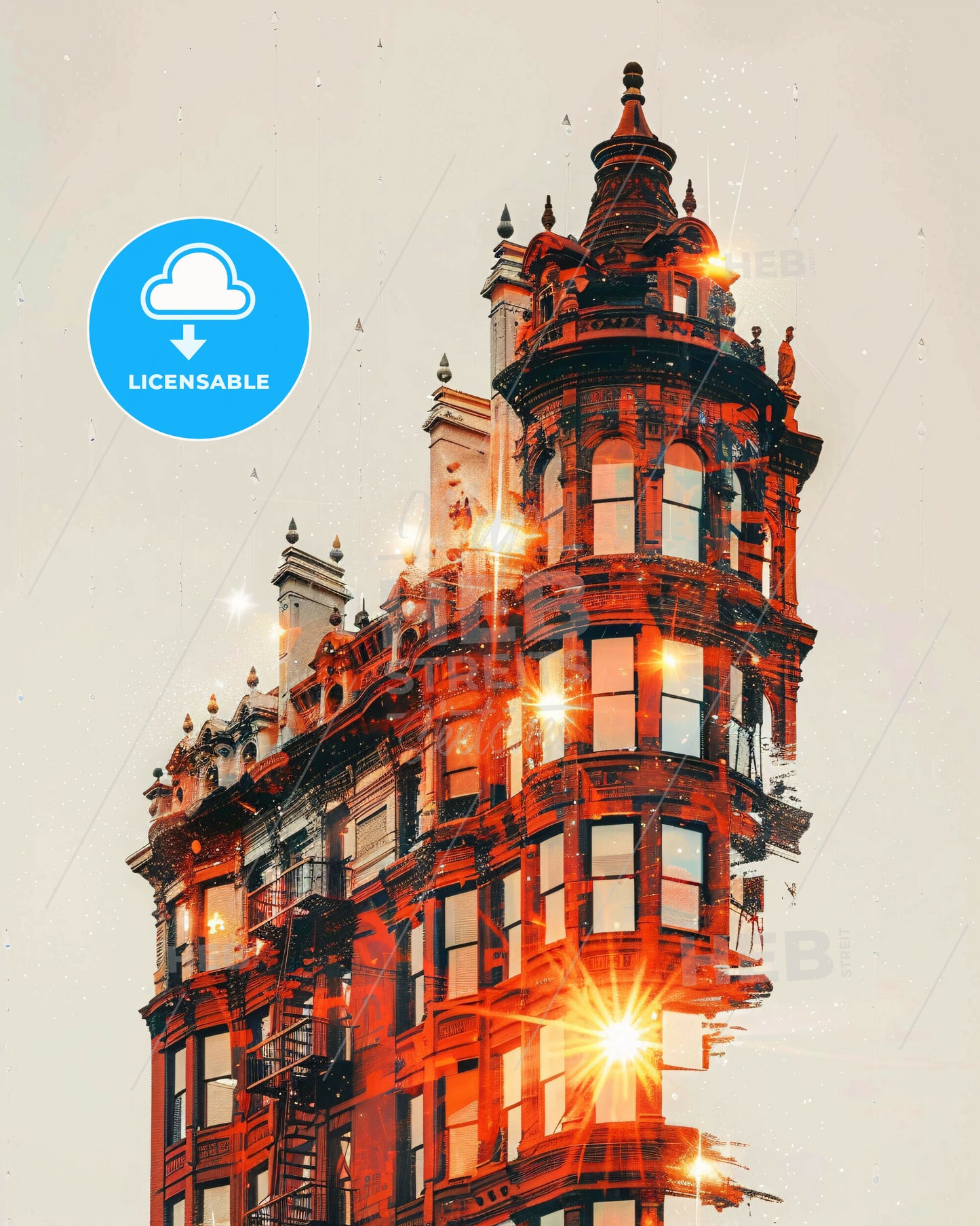 Savannah Georgia Art Deco Skyline Poster - A building with a tower