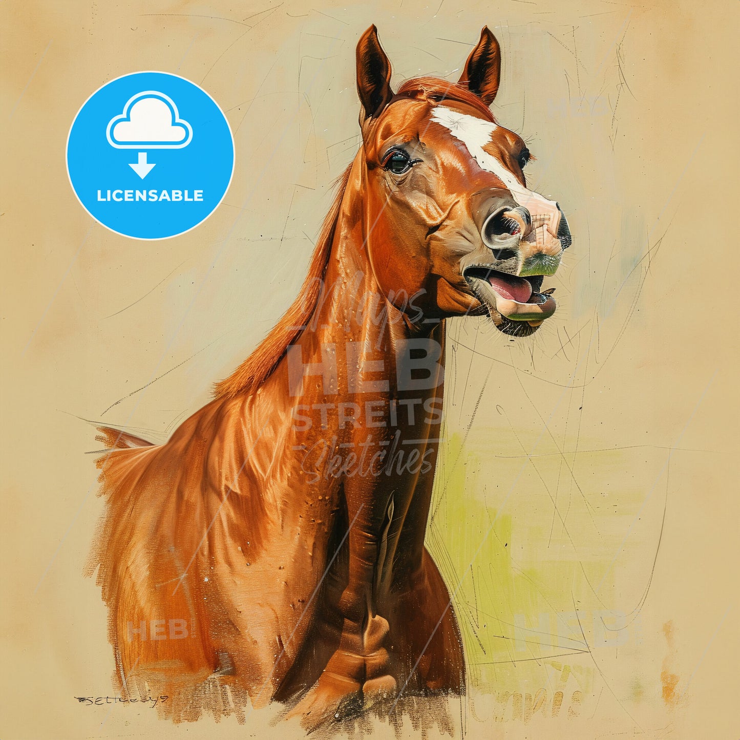 Secretariat, 1970 - 1989, American Thoroughbred racehorse - A Horse With Its Mouth Open