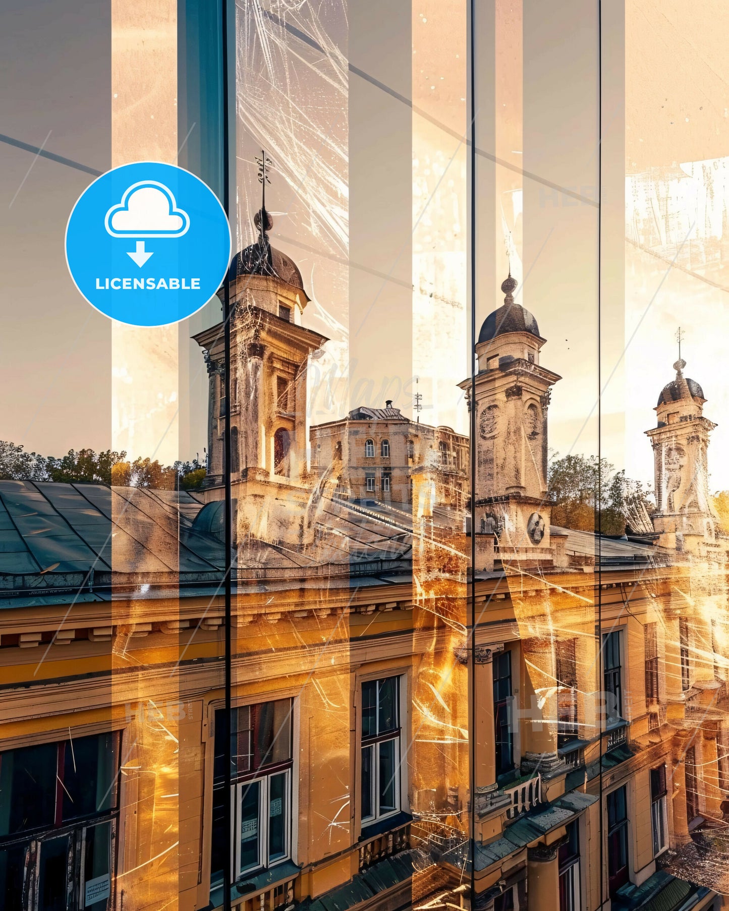 Sevastopol: City Icons in a Double Exposure - A building with towers and a window