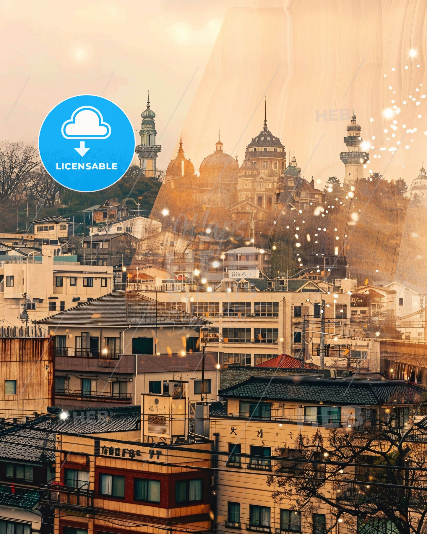 Shizuoka City Skyline Composite Art Poster - A city with many buildings