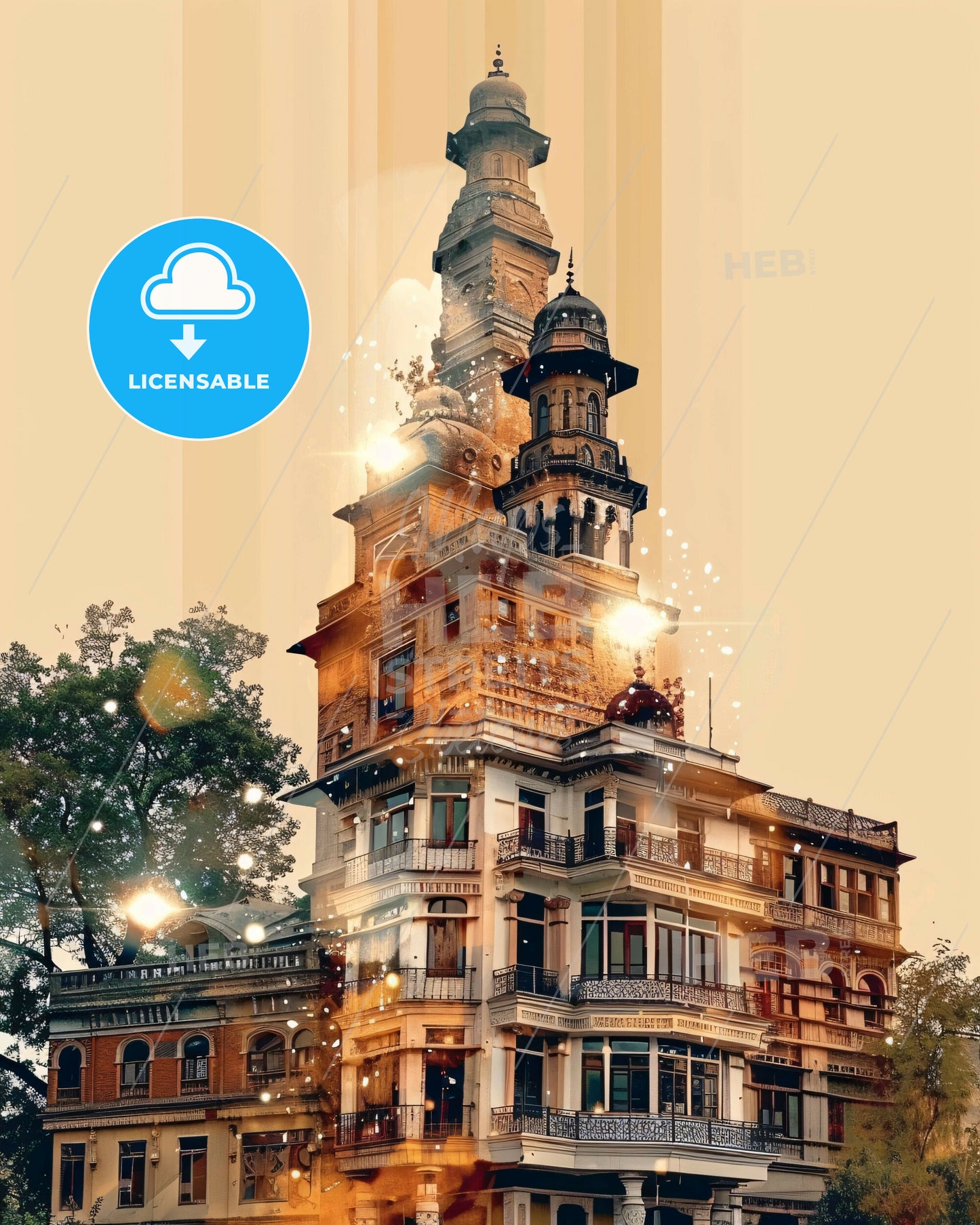 Sialkot Skyline Iconic Architecture Art Poster Print - A building with a tower